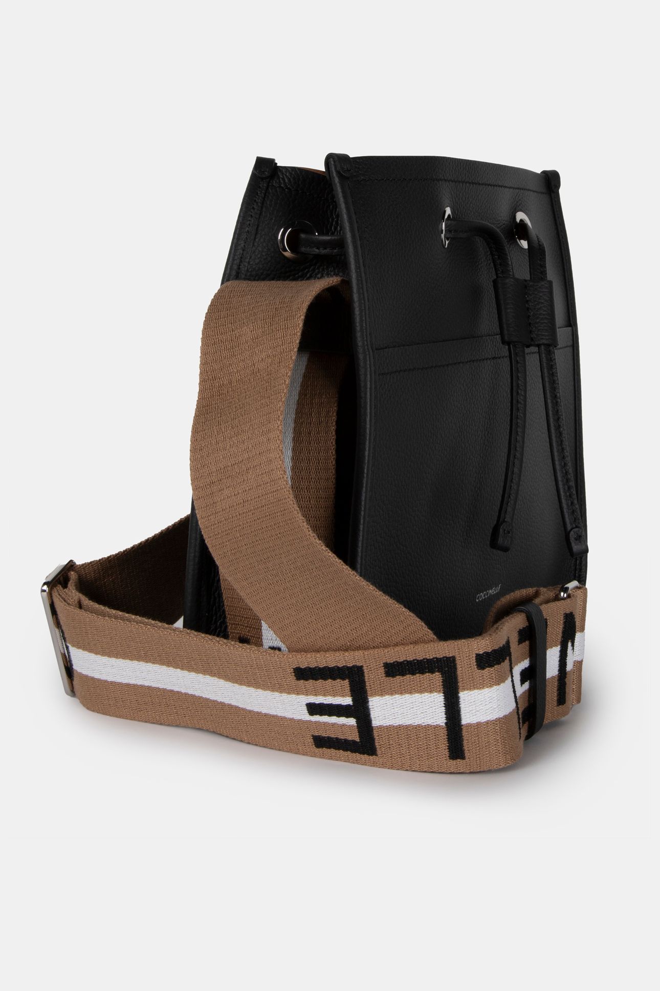 LARGE SHOULDER BAG WITH LOGO STRAP IN BLACK 3