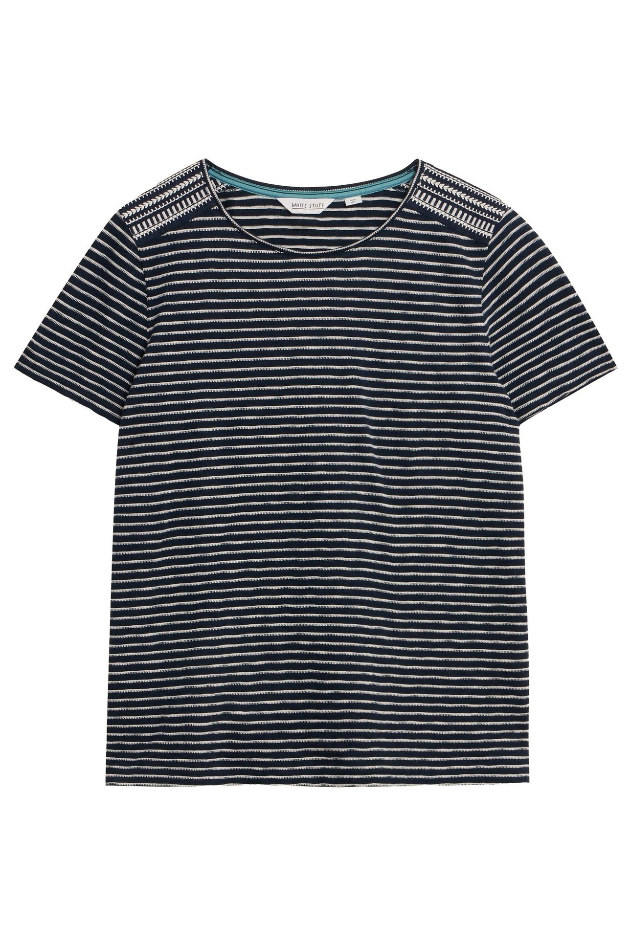 ABBIE EMBROIDERED STRIPE TEE IVORY MULTI 4