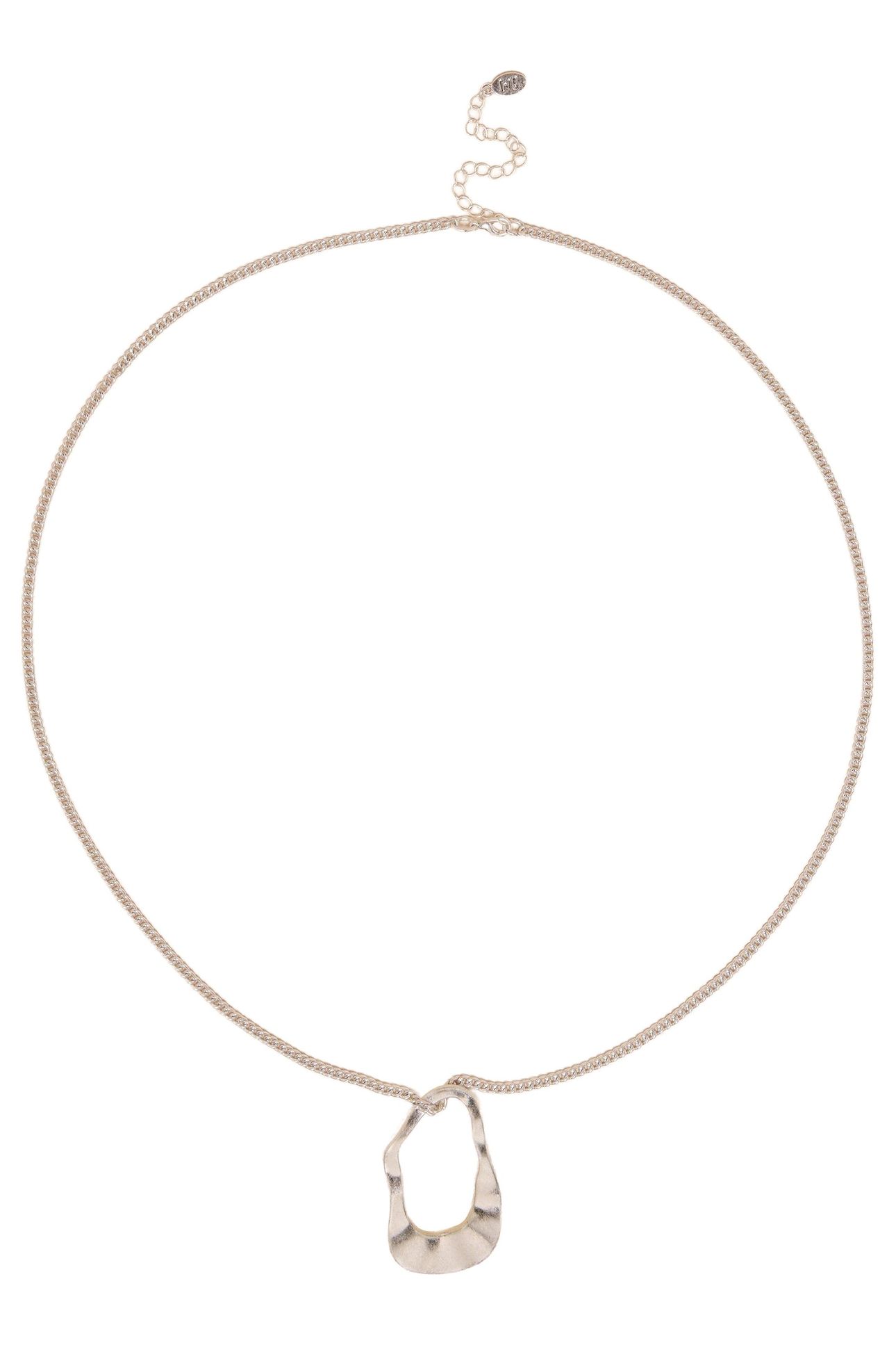 AMY ABSTRACT LONG NECKLACE SILVER TONE METALLIC 2