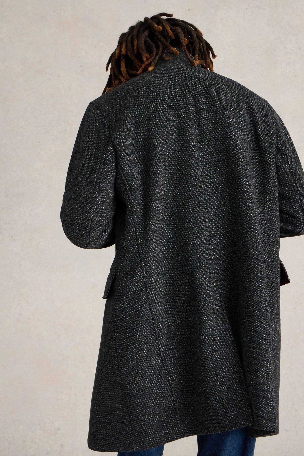 WOOL FUNNEL COAT DARK GREY 2