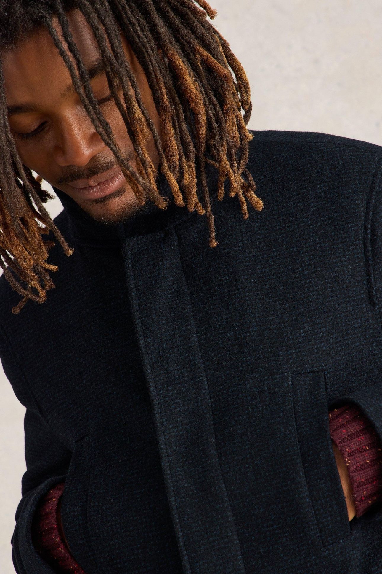 WOOL FUNNEL COAT DARK NAVY 5