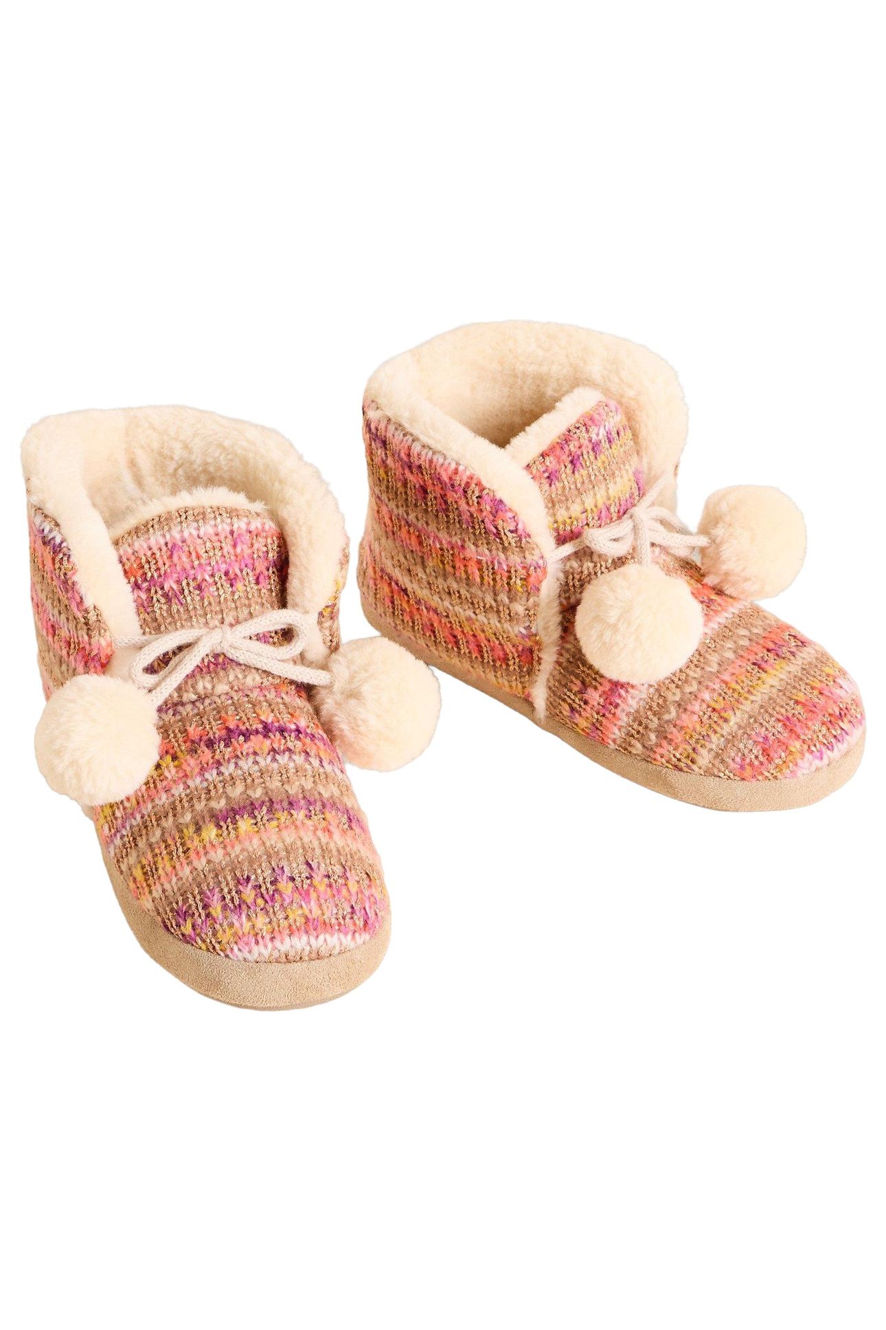 KNITTED BOOTIE SLIPPER NATURAL MULTI 4