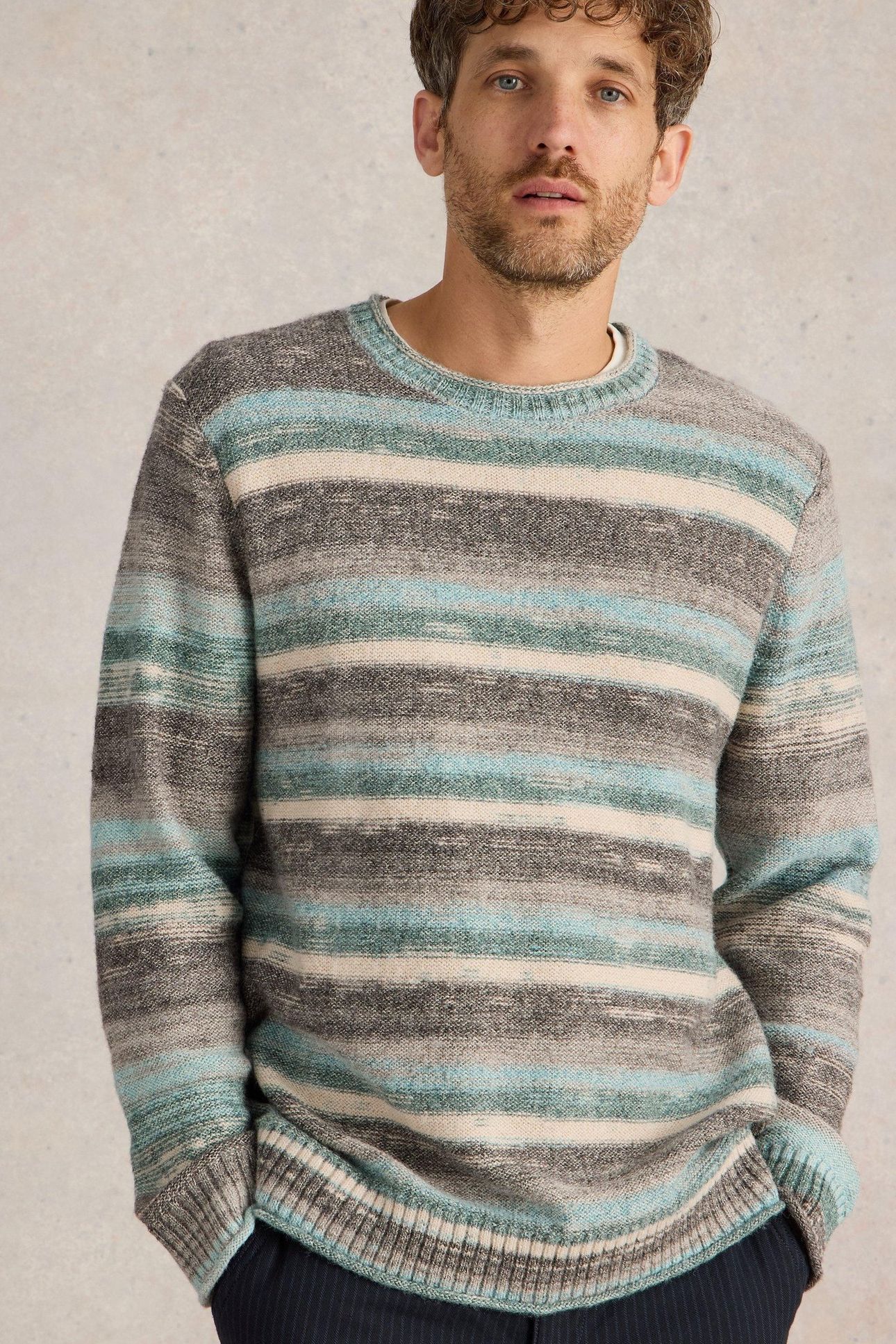SPACEDYE KNITTED JUMPER BLUE MULTI 1