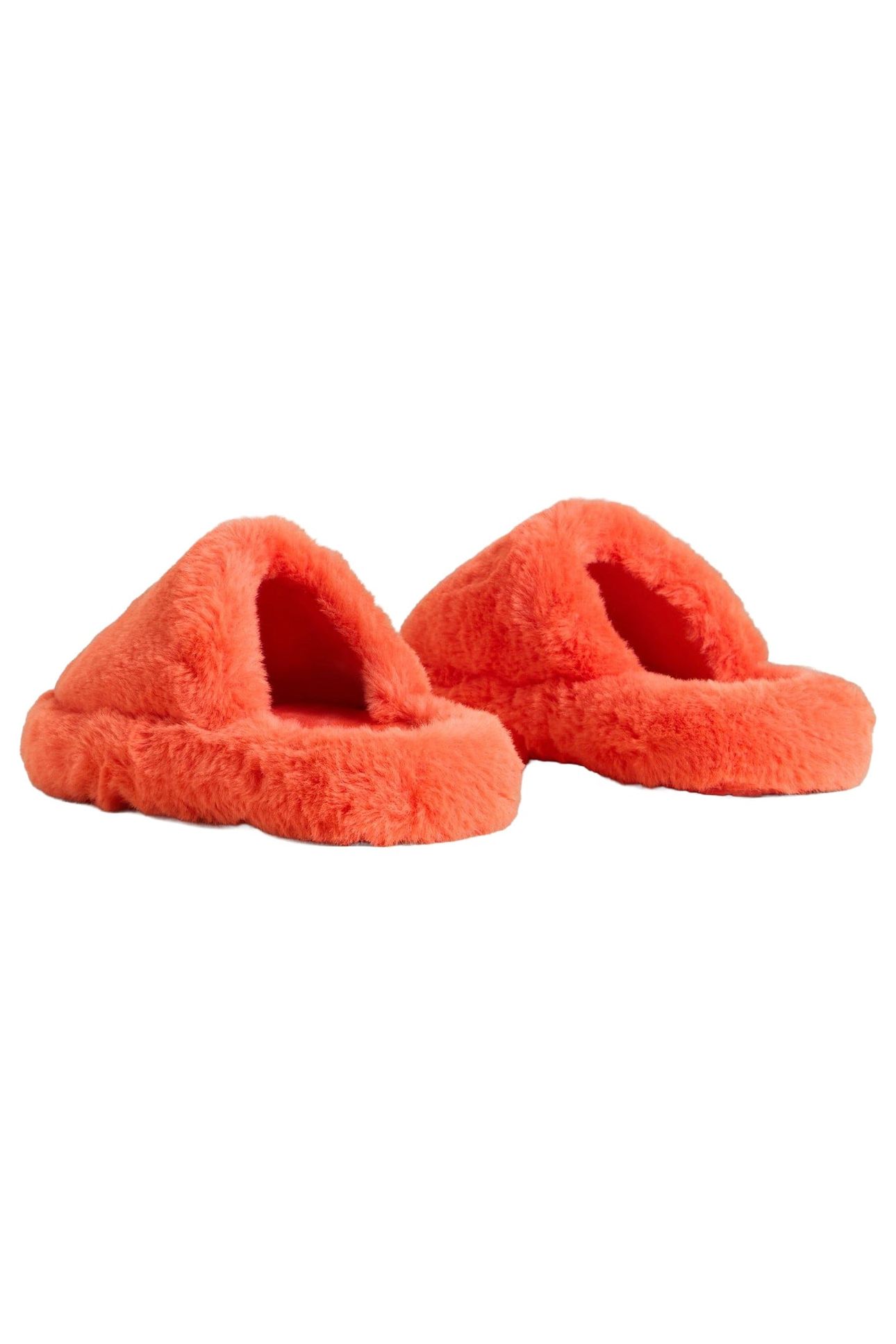 FAUX FUR MULE SLIPPER MID CORAL 1