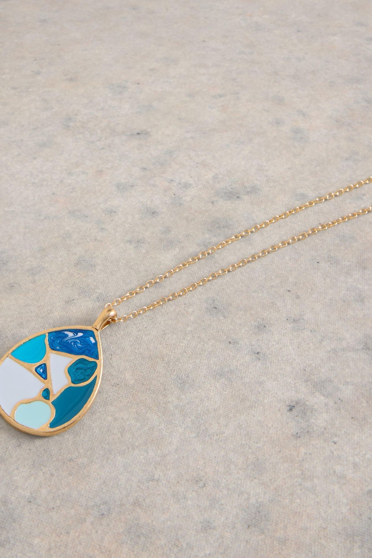 MOSAIC TILE DROP NECKLACE GOLD TONE METALLIC 1