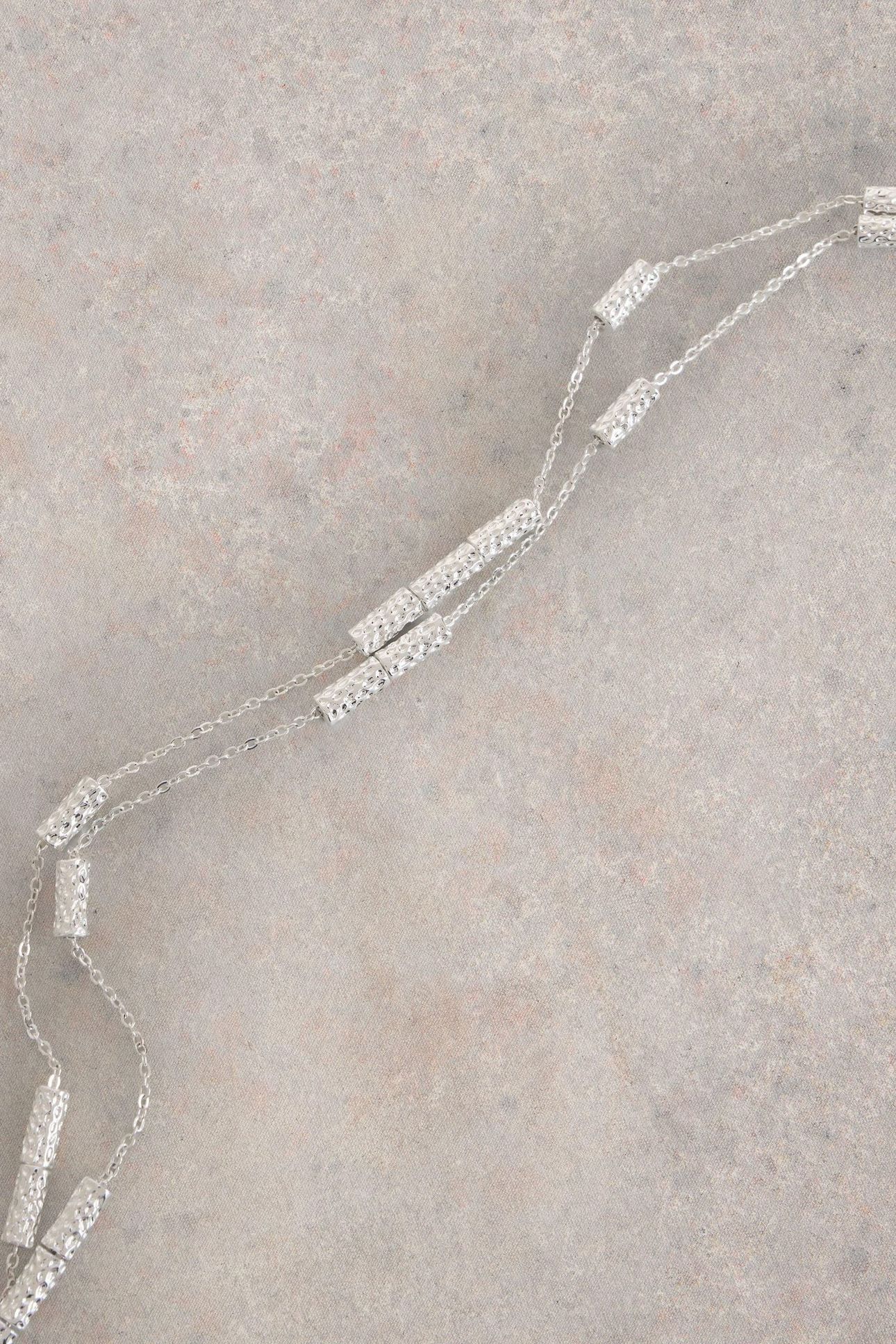 TUBULAR FINE STATION NECKLACE SILVER TONE METALLIC 1