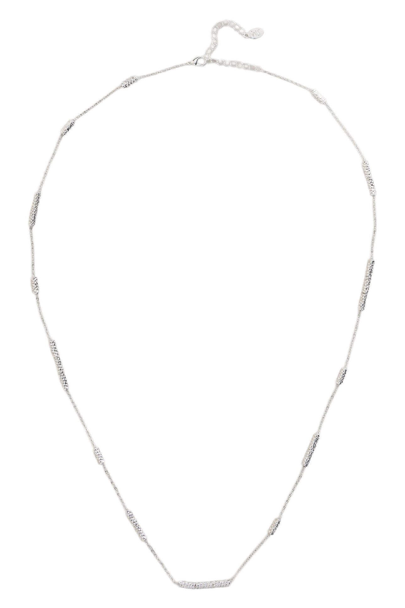 TUBULAR FINE STATION NECKLACE SILVER TONE METALLIC 2