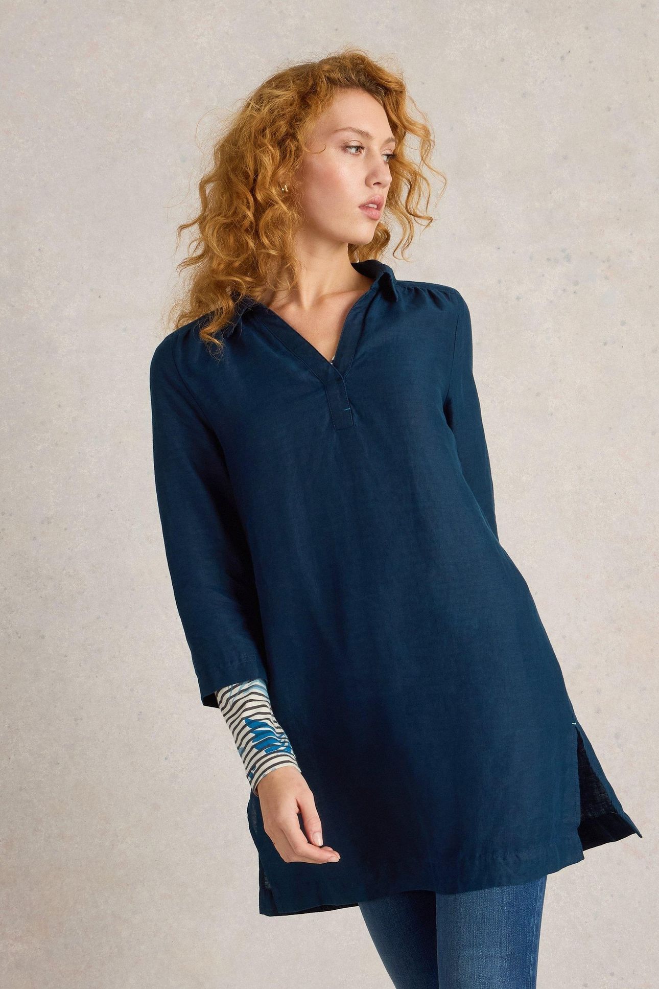 BLAKE LINEN TUNIC DARK NAVY 1