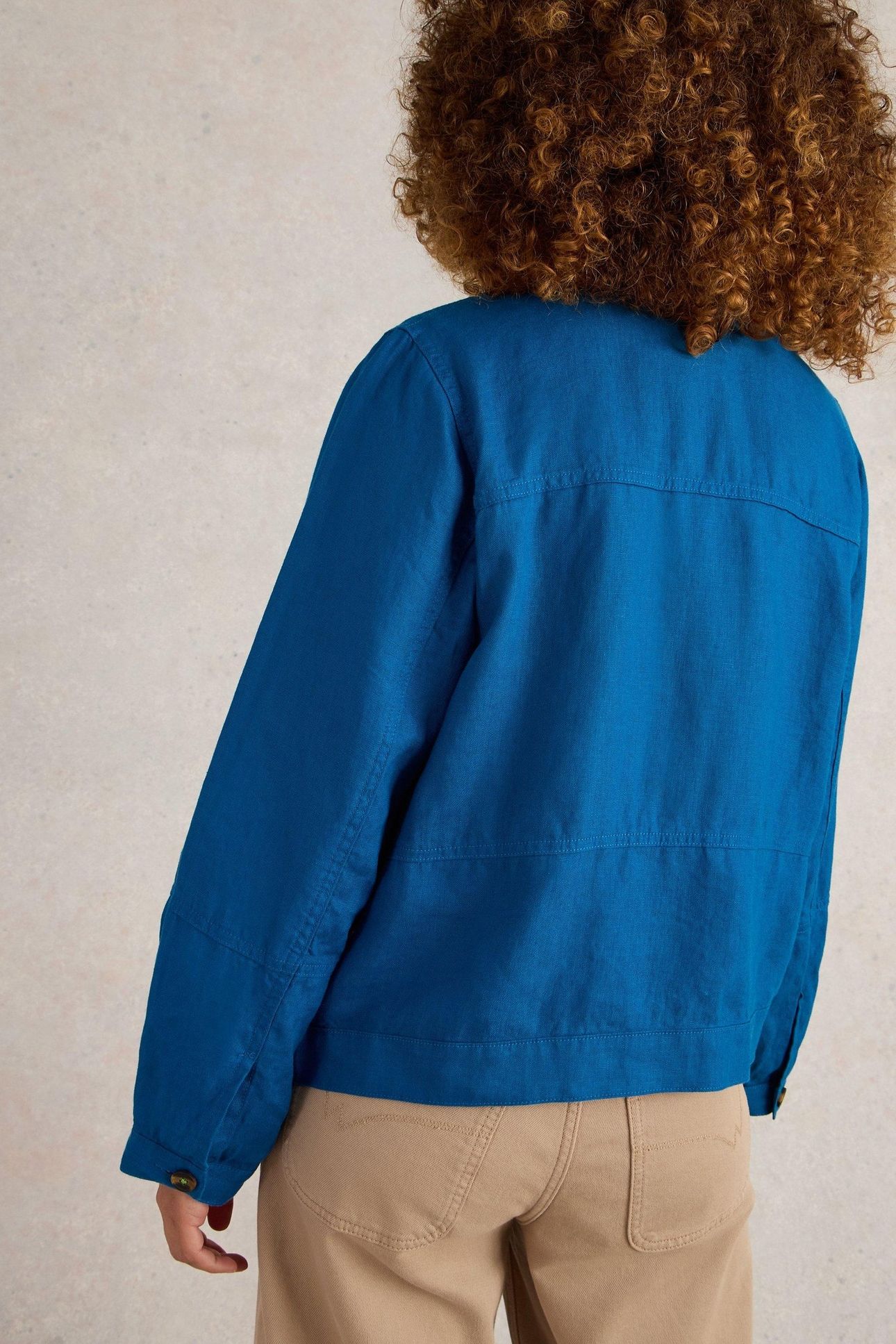 CAMILLE LINEN JACKET BRIGHT BLUE 2