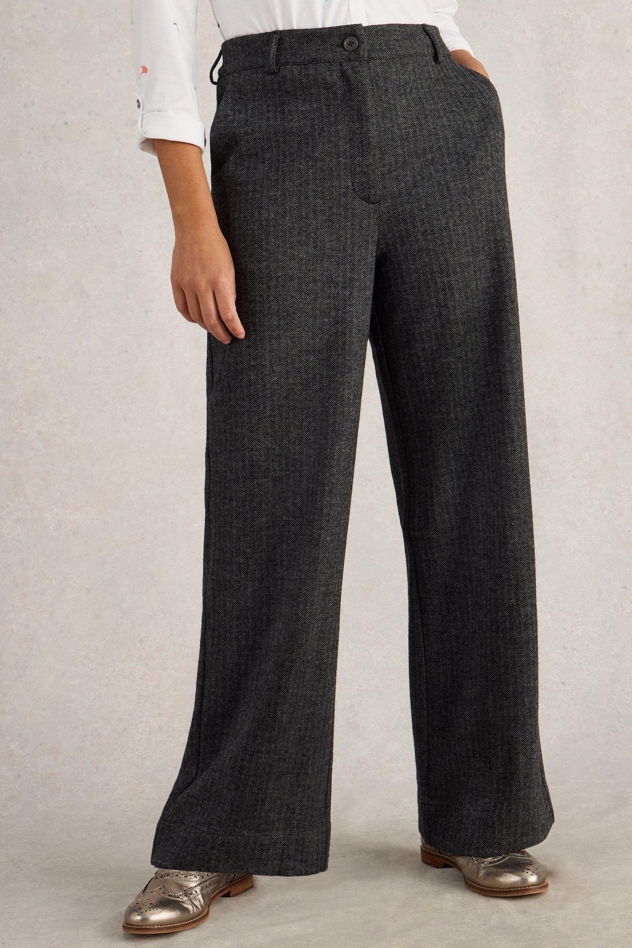 BELLE TWEEDY WIDE LEG TROUSER BLACK MULTI 1