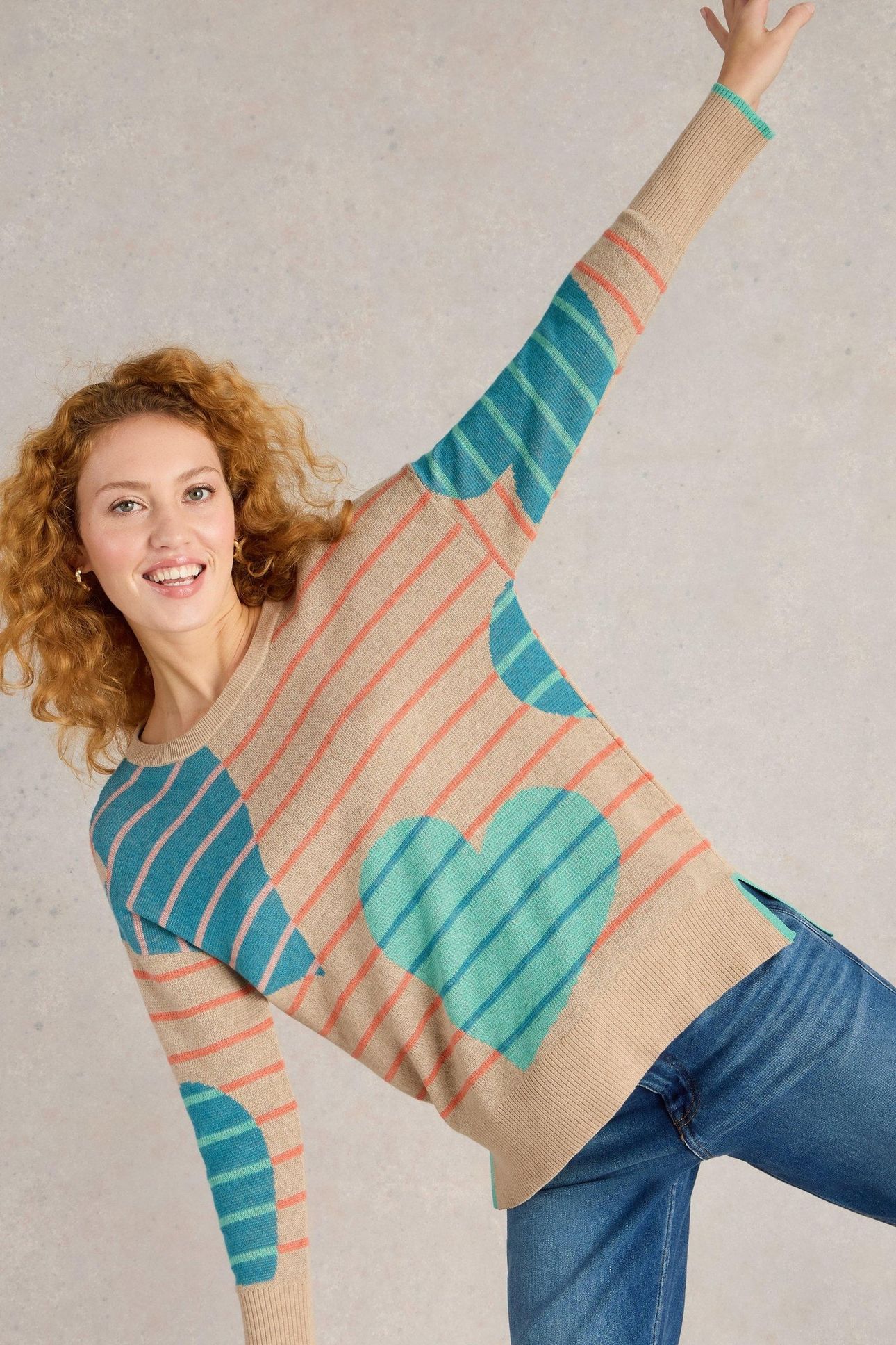 OLIVE HEART JUMPER NATURAL MULTI 1
