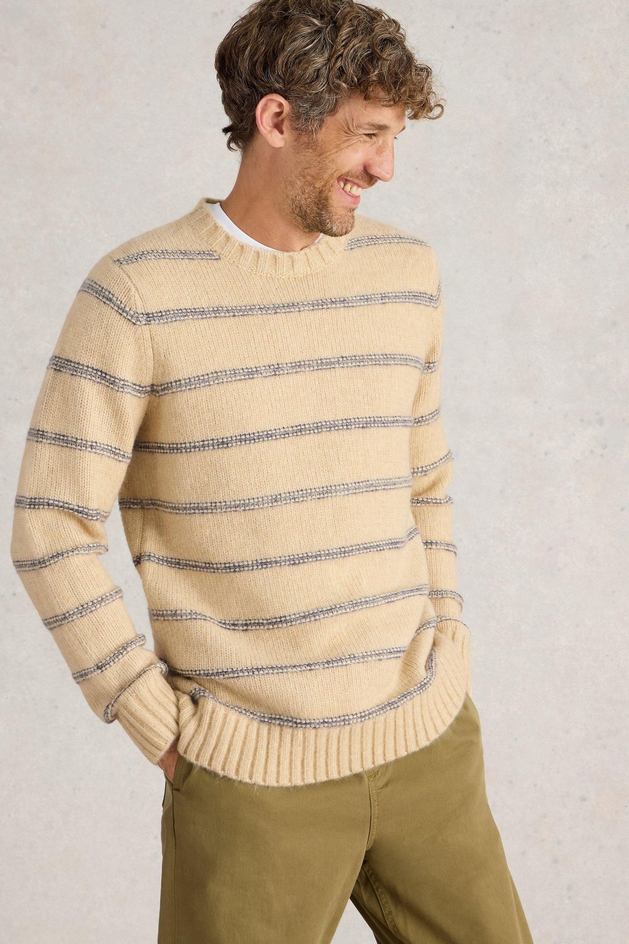 BRETON STRIPE CREW NECK JUMPER NATURAL MULTI 7