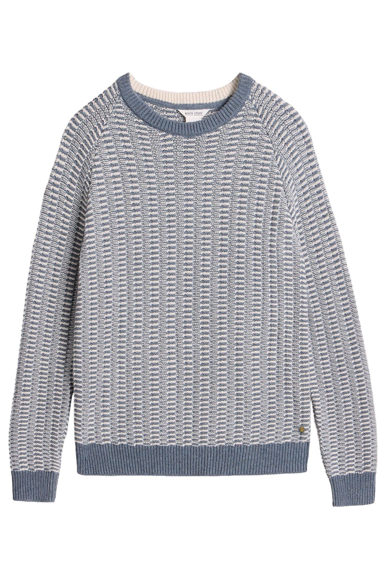 TEXTURED CREW NECK JUMPER BLUE MULTI 4
