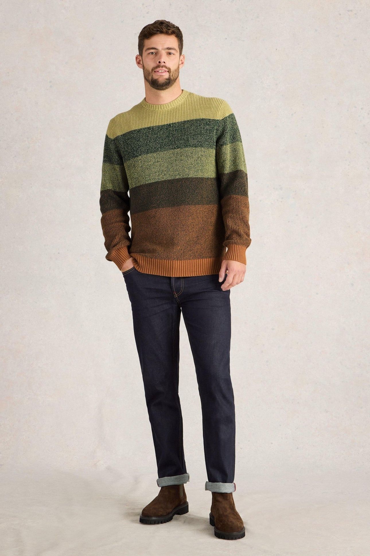 TWISTED COLOURBLOCK CREW GREEN MULTI 1