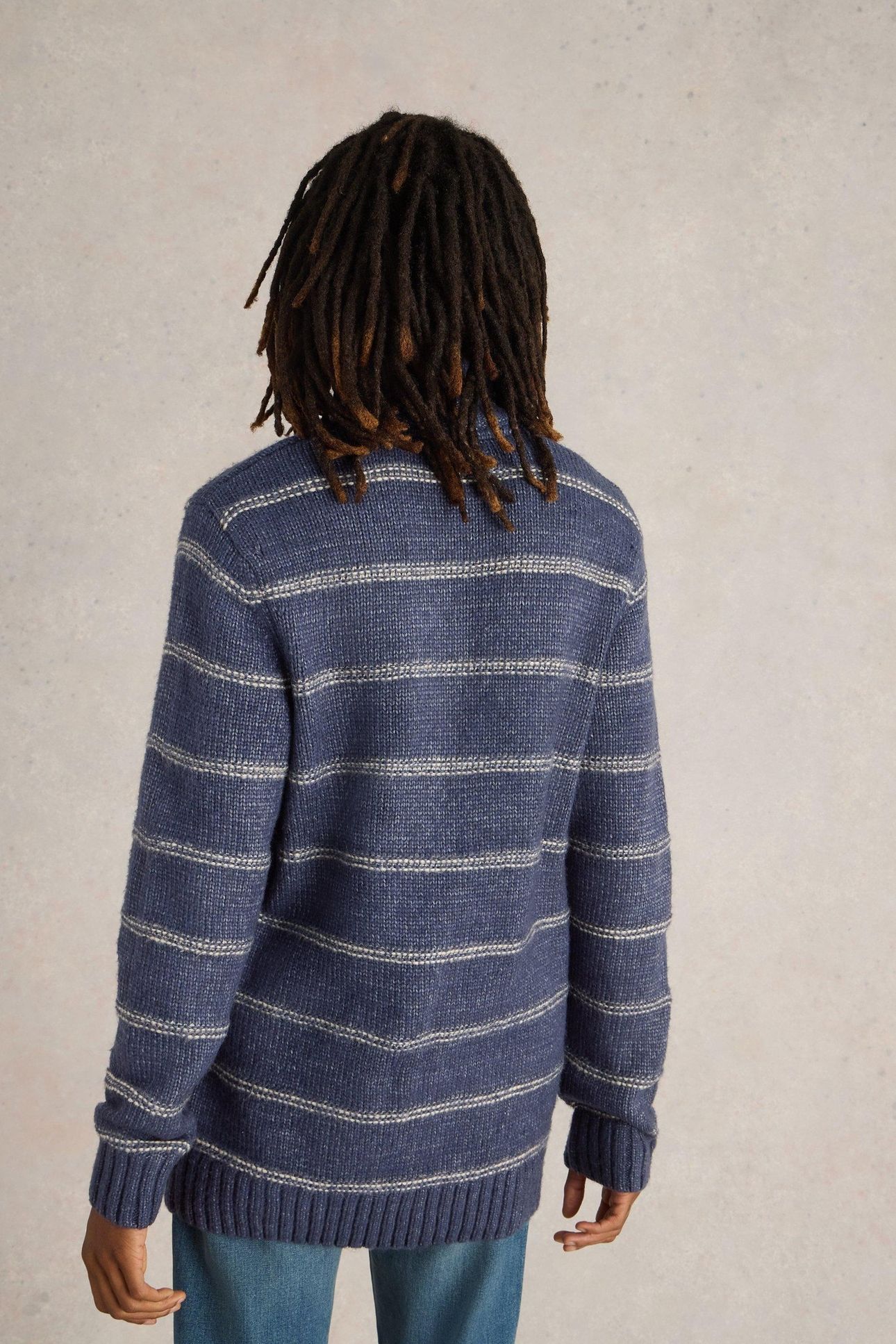 BRETON STRIPE BUTTON NECK NAVY MULTI 3