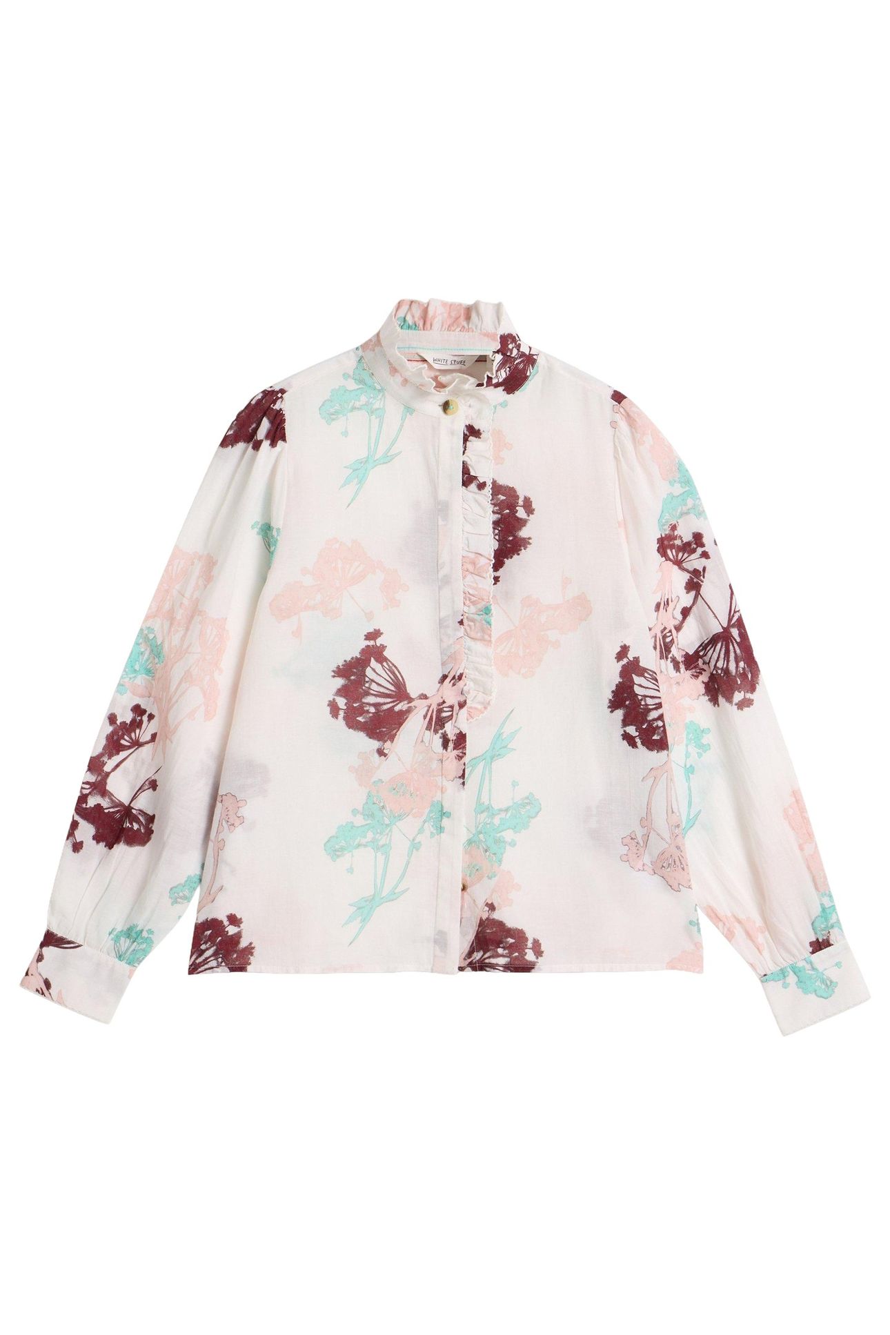 PAULINE FRILL NECK TOP IVORY MULTI 4