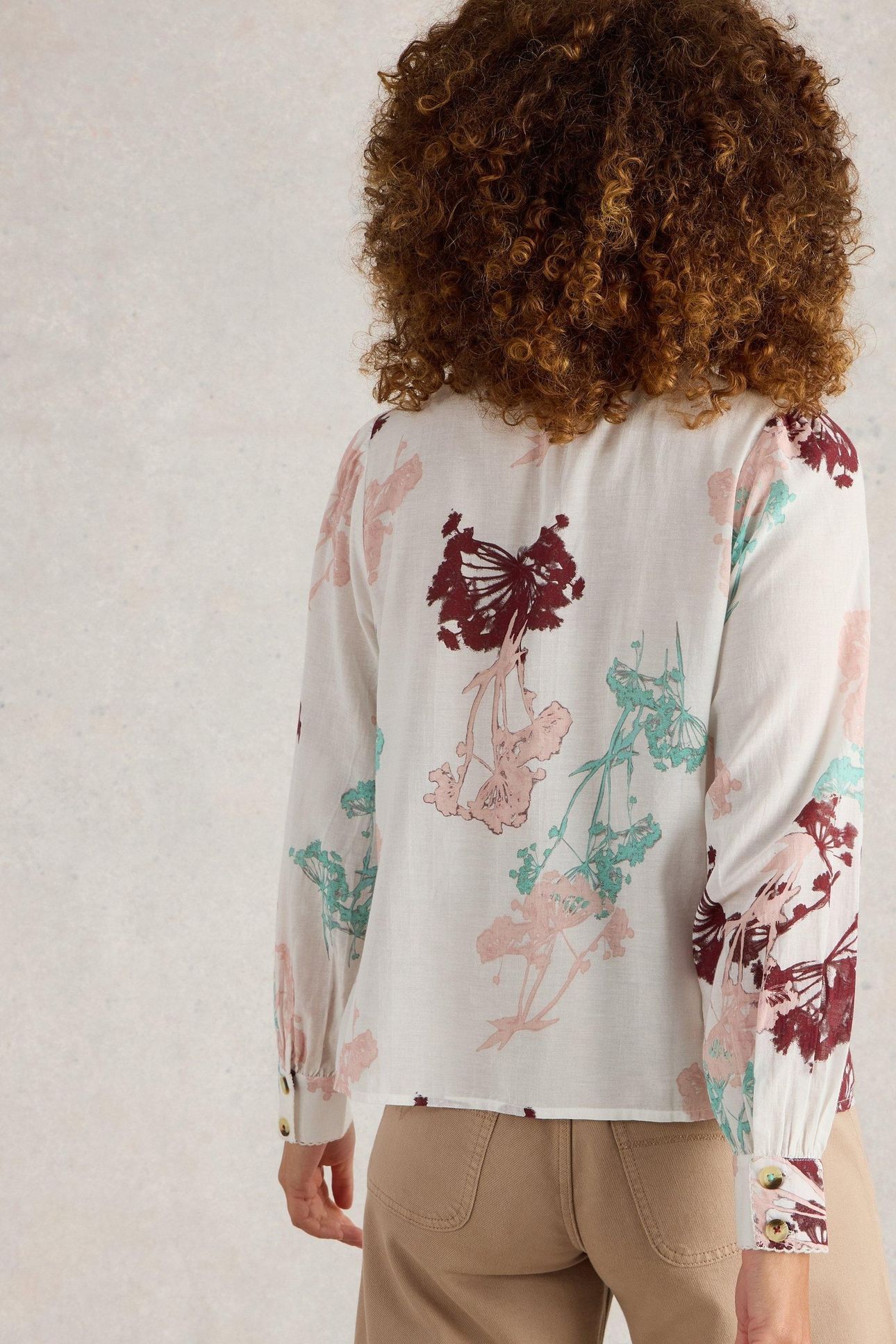 PAULINE FRILL NECK TOP IVORY MULTI 3