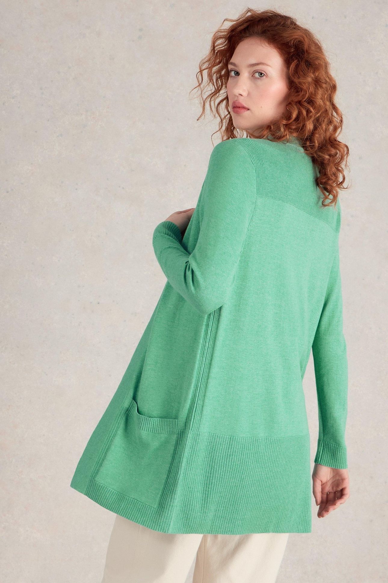 TANYA LONGLINE CARDI MID TEAL 2