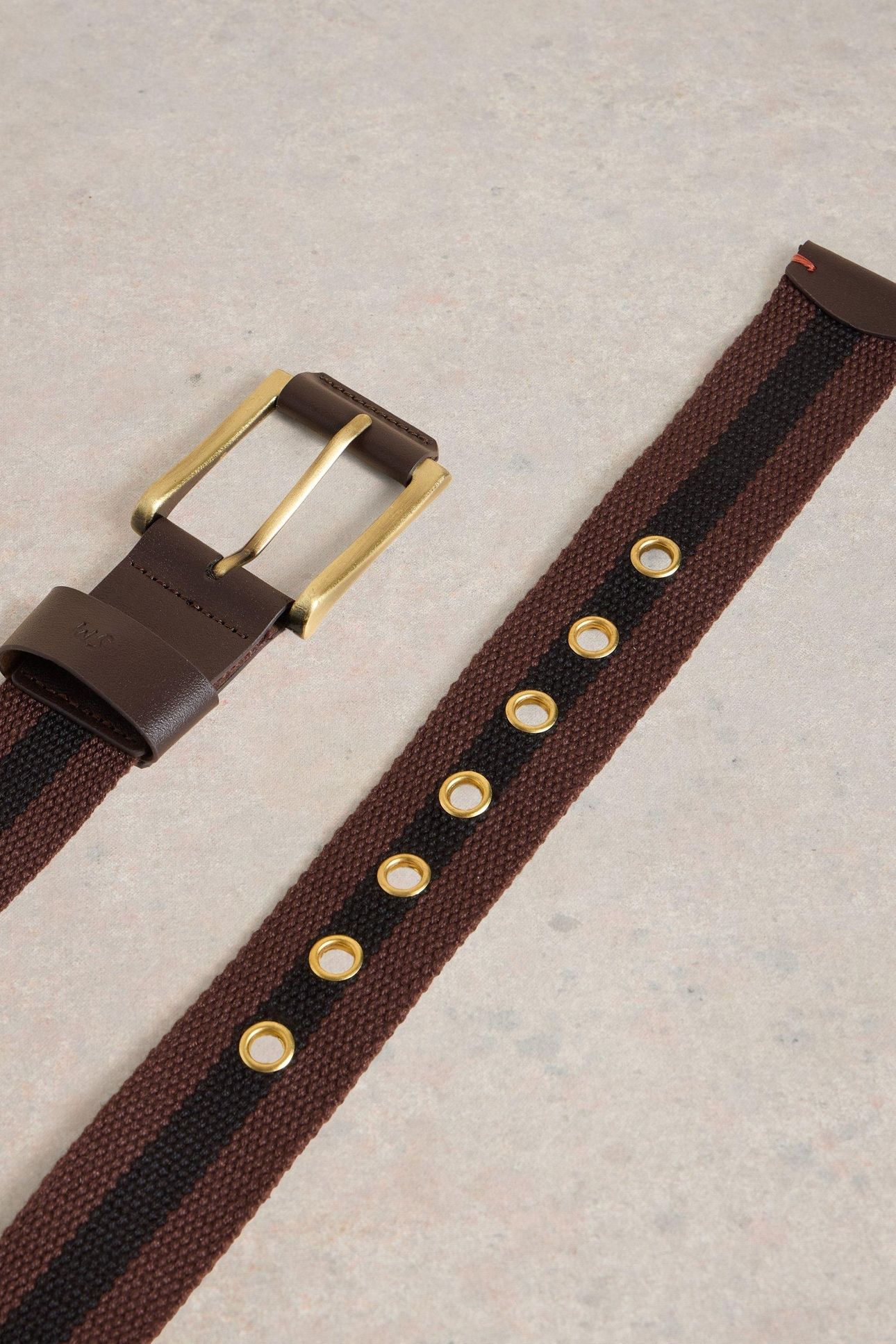 STRIPED WEBBING BELT DARK BROWN 3