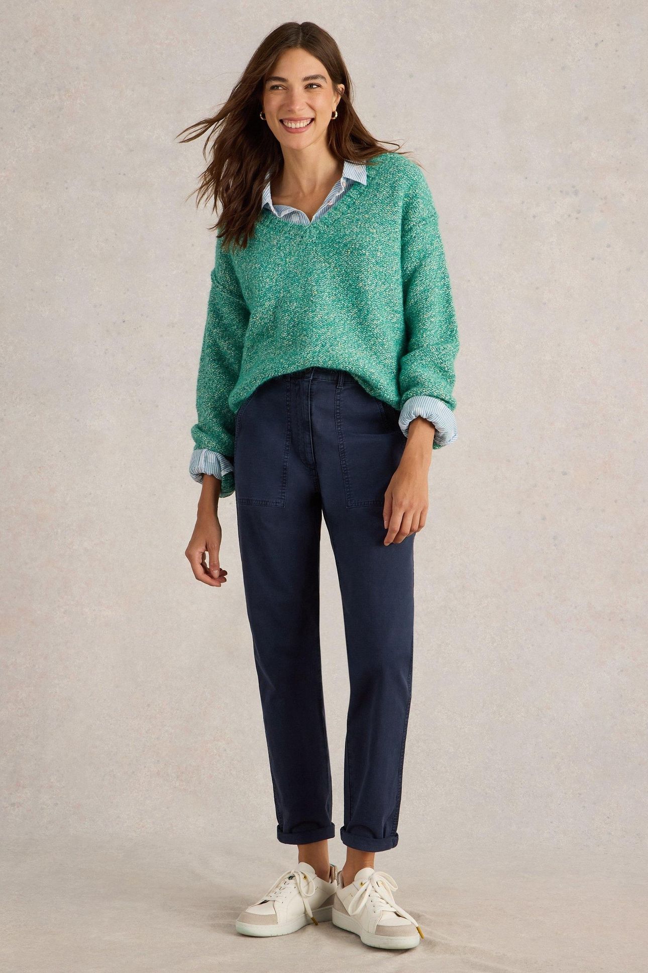 TAMMY TEXTURED V NECK BRIGHT GREEN 2