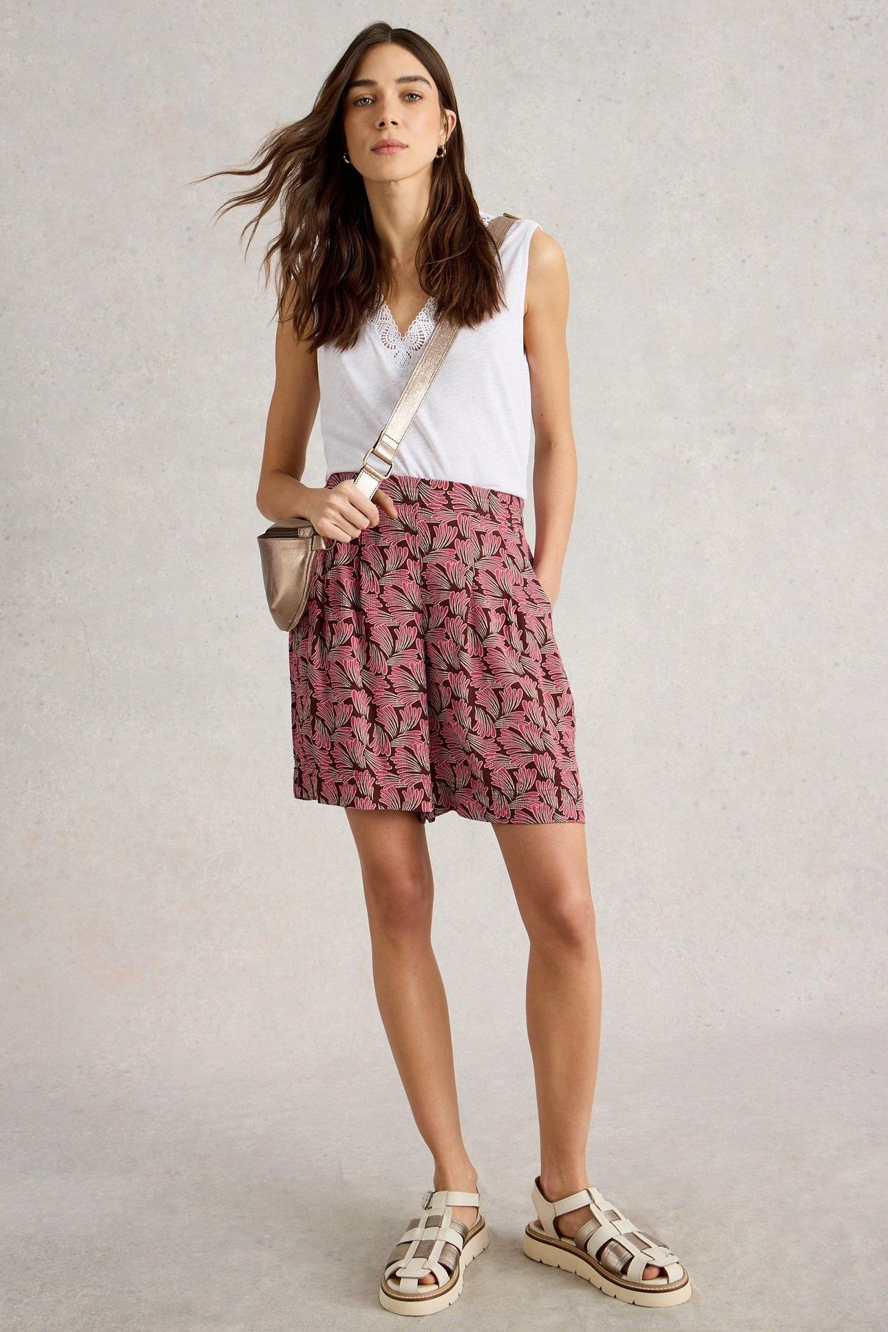 MATILDA CRINKLE SHORT PINK PRINT 1
