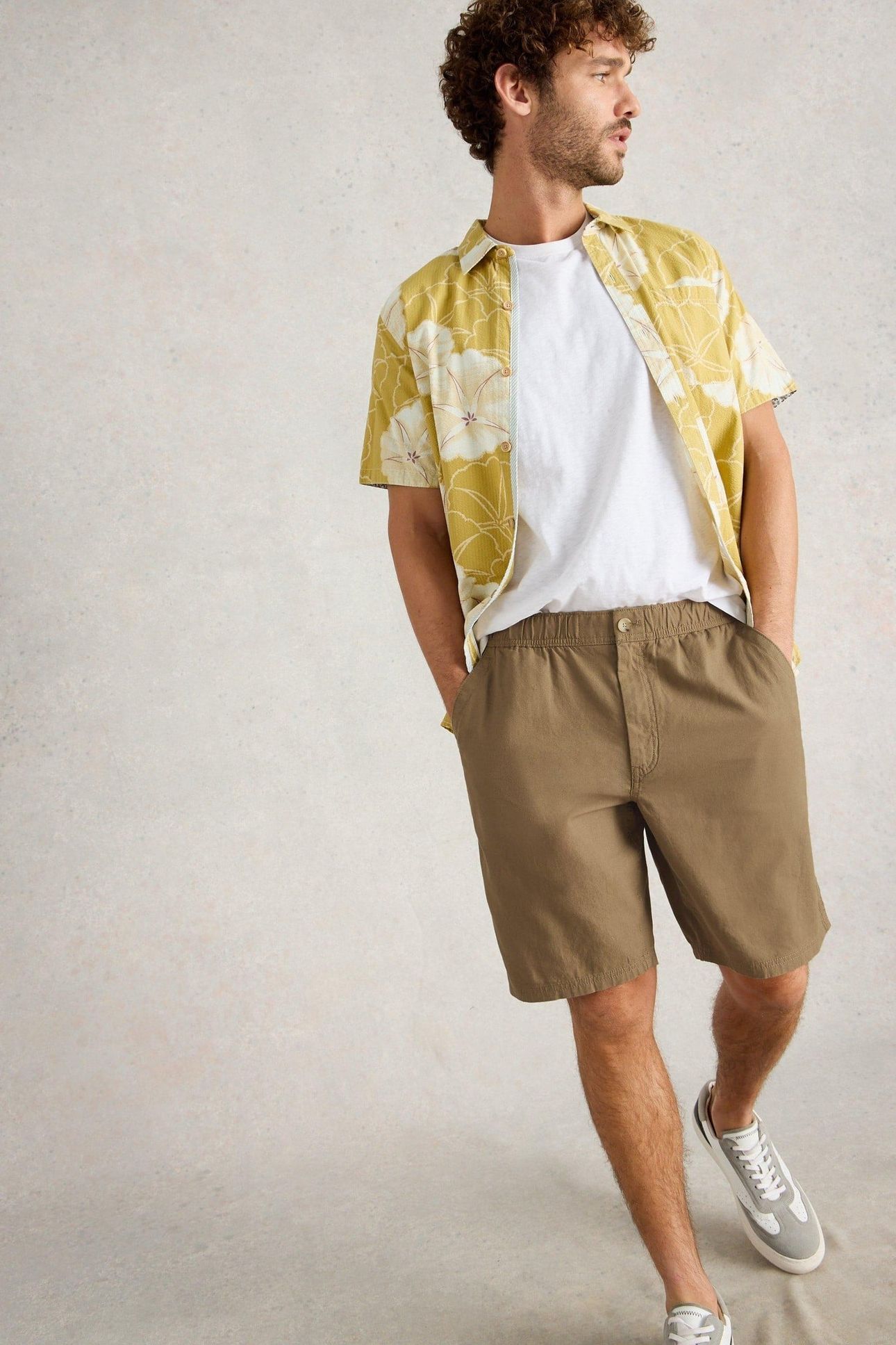 DRAWSTRING LINEN BLEND SHORT DARK NATURAL 1
