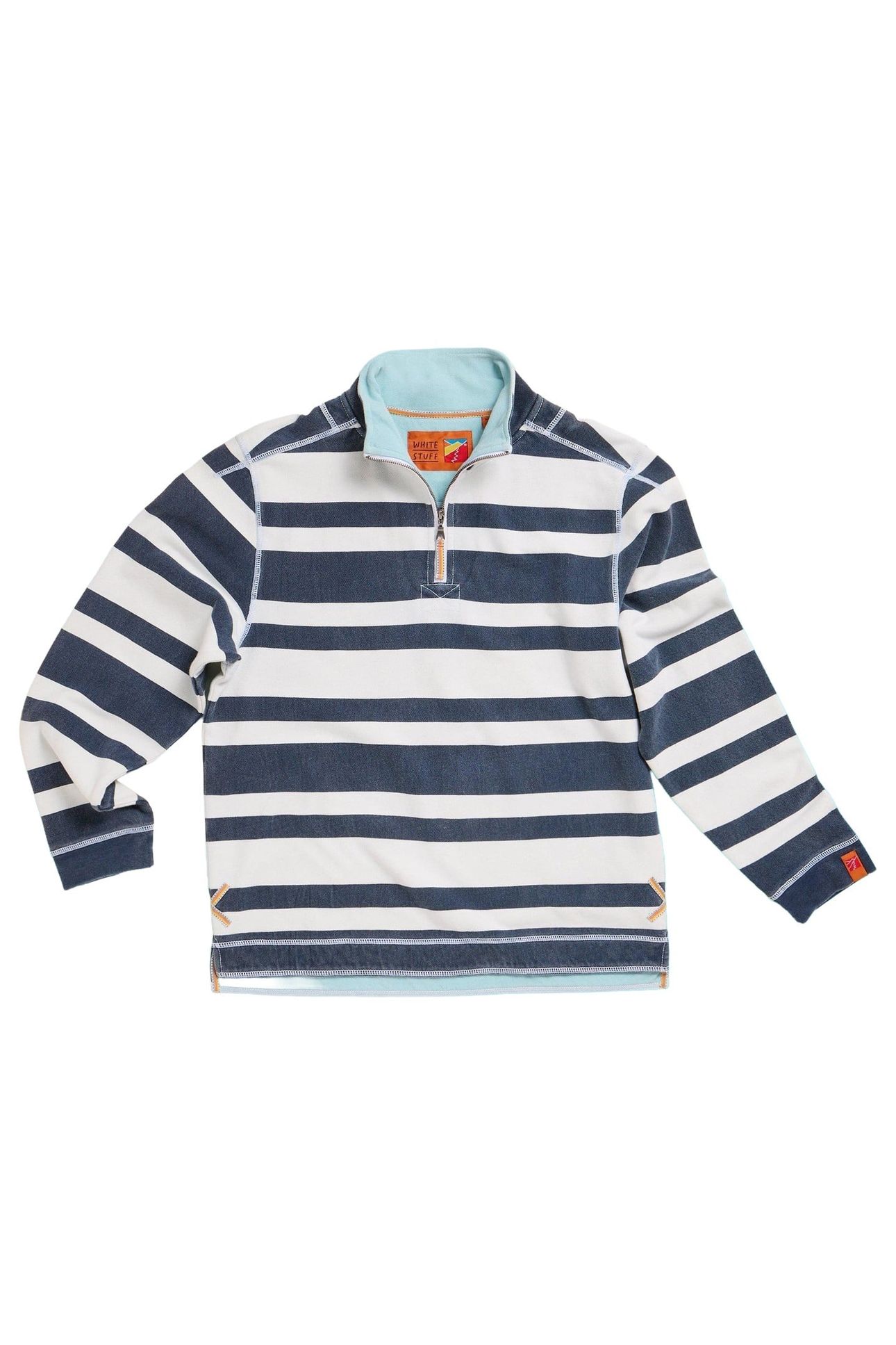 STRIPE PIQUE HALF ZIP SWEAT NAVY MULTI 1