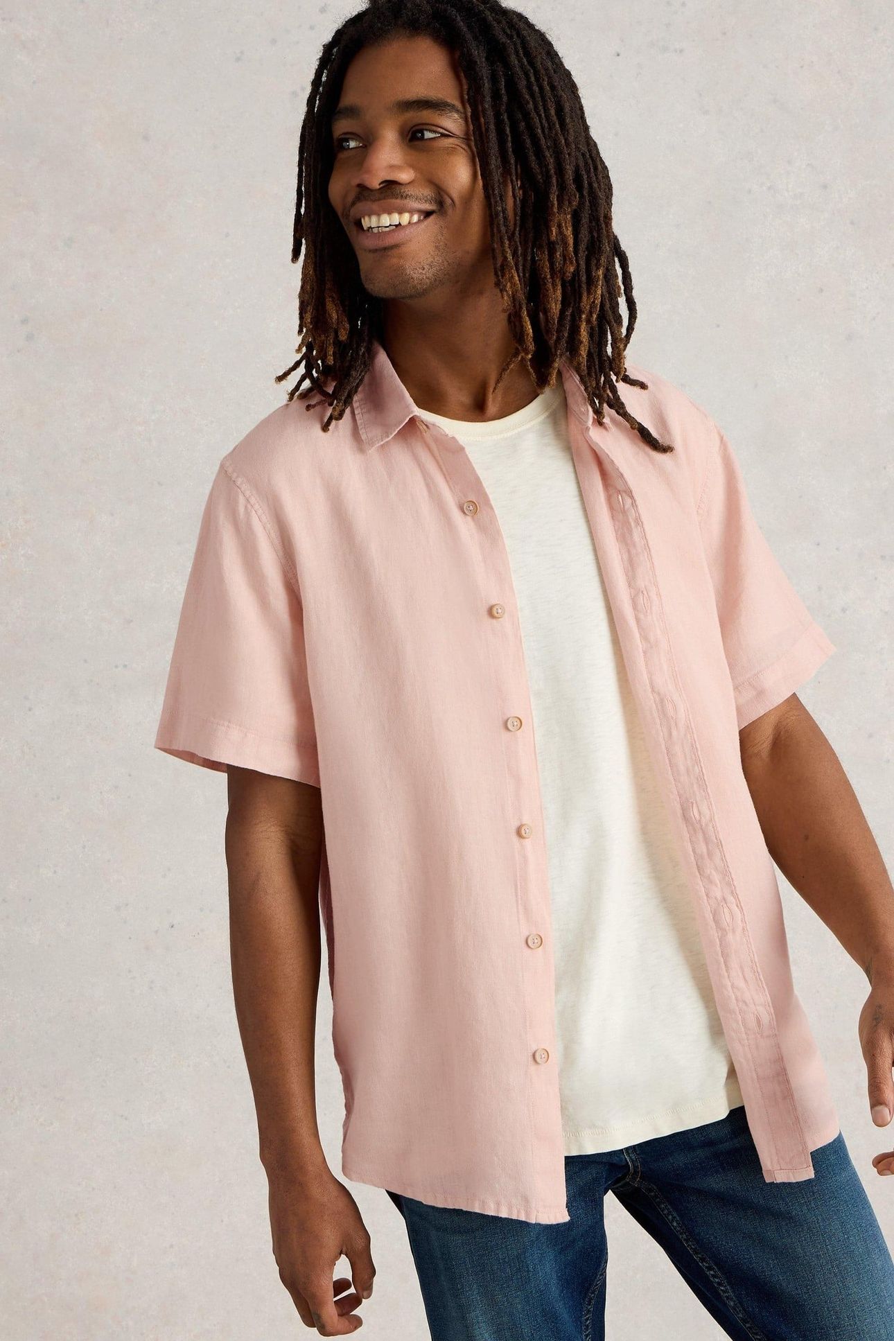 KESWICK SS LINEN SHIRT LIGHT PINK 6