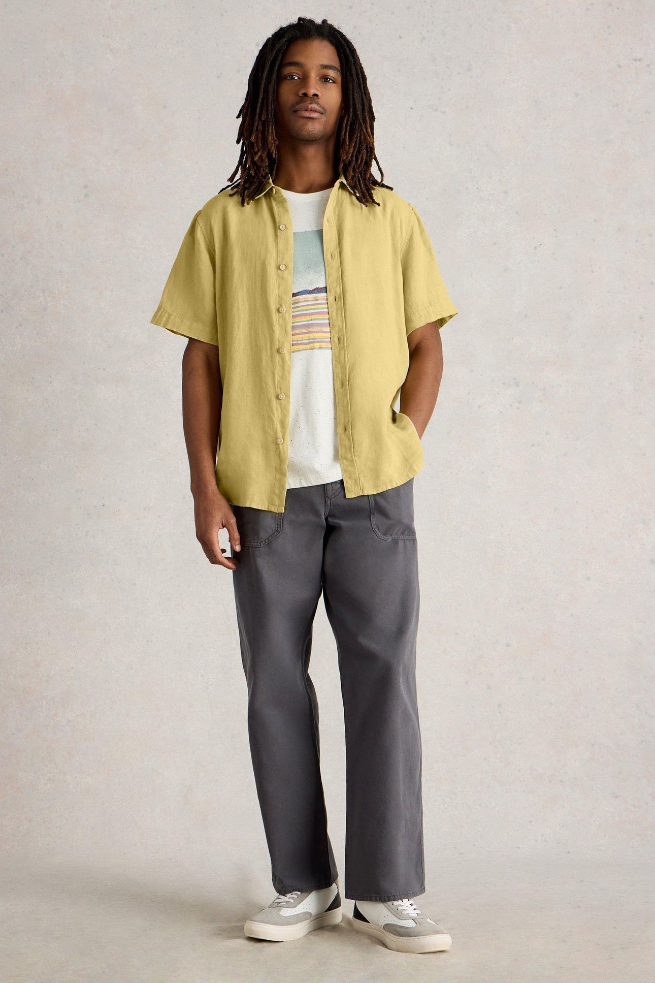 KESWICK SS LINEN SHIRT LIGHT GREEN 2