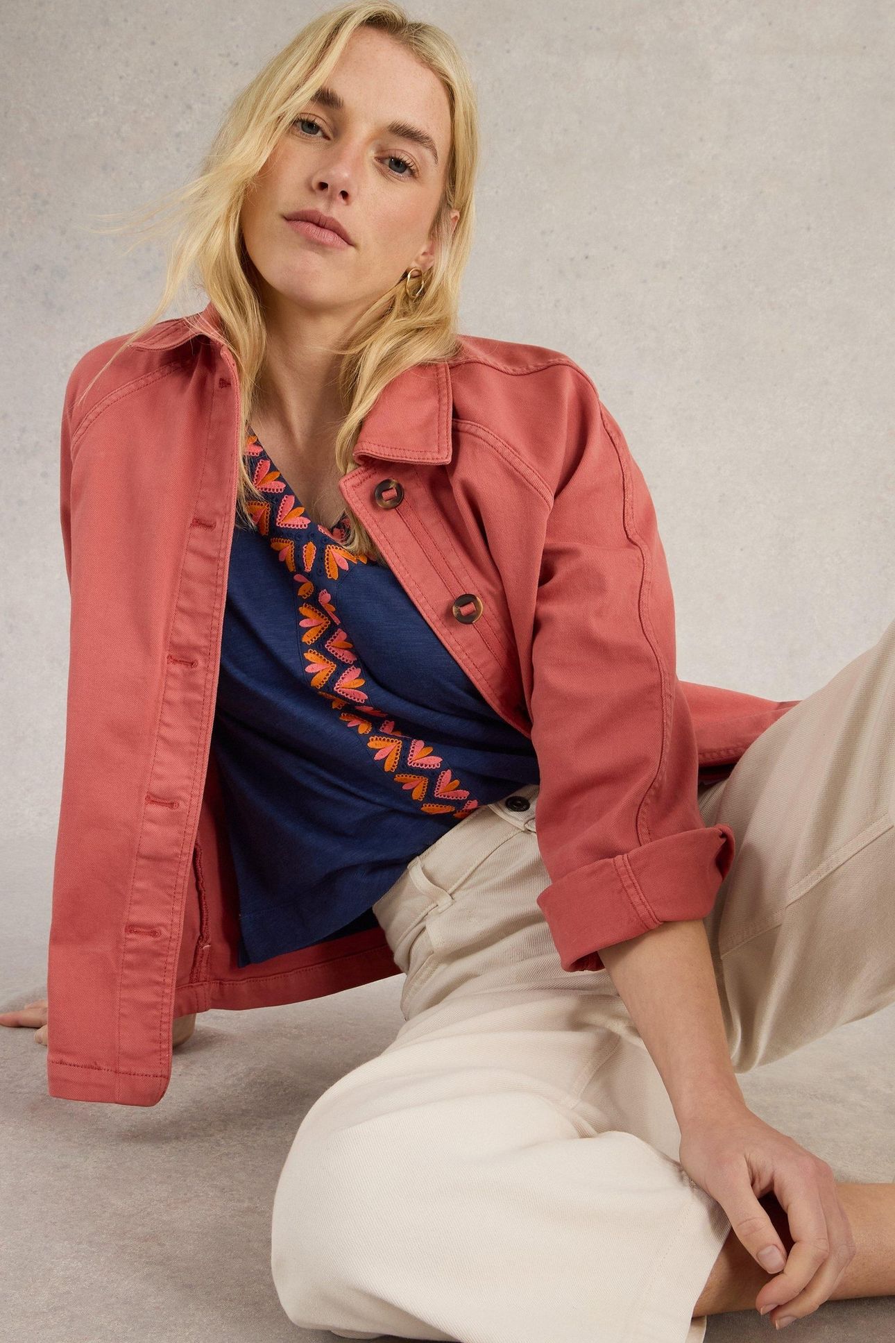 NEVA EMBROIDERED TOP NAVY MULTI 6