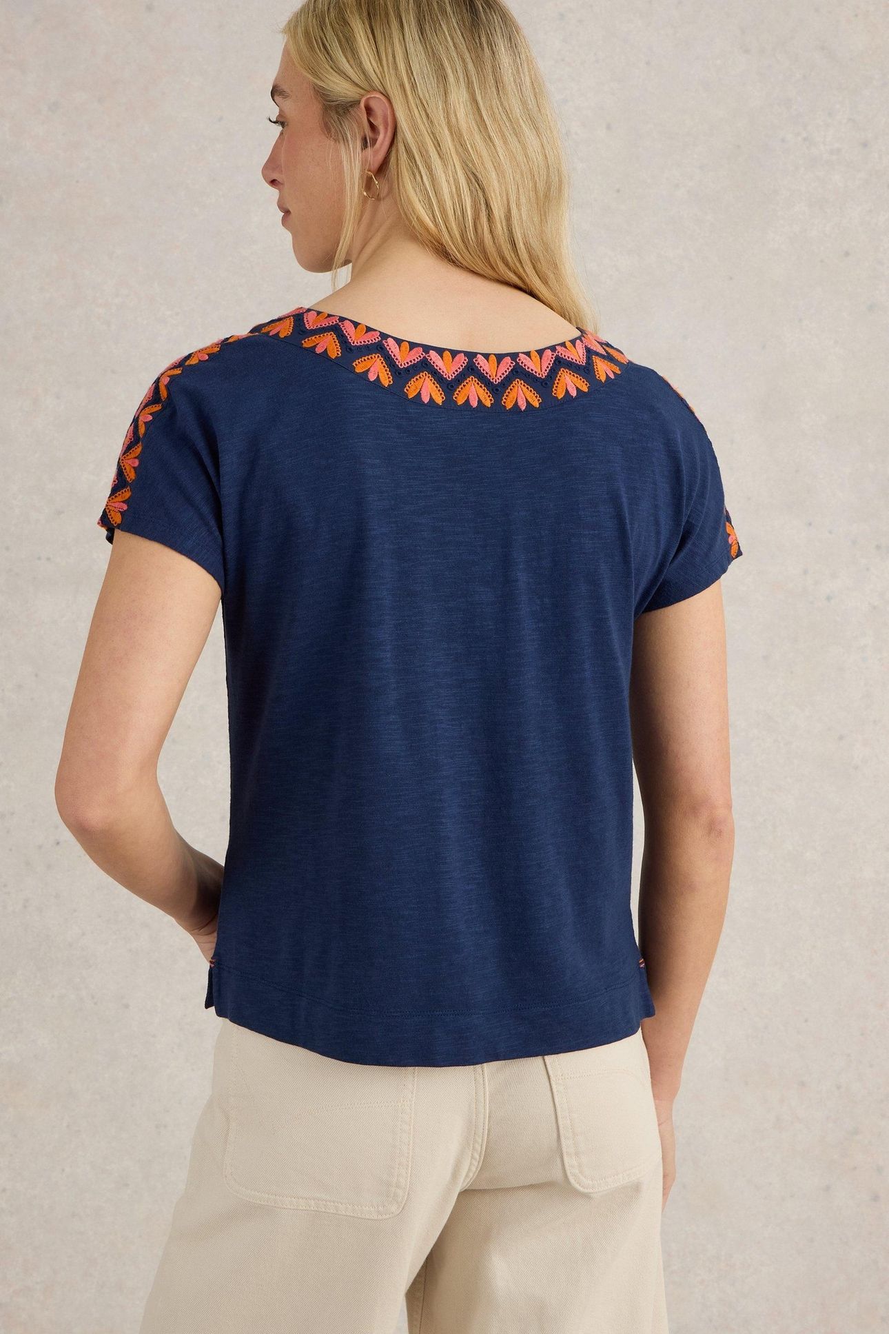 NEVA EMBROIDERED TOP NAVY MULTI 3