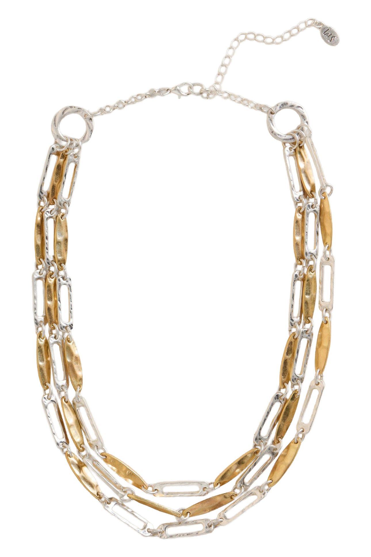 CHESTNUT MULTI LAYER NECKLACE MIXED METALLIC 1