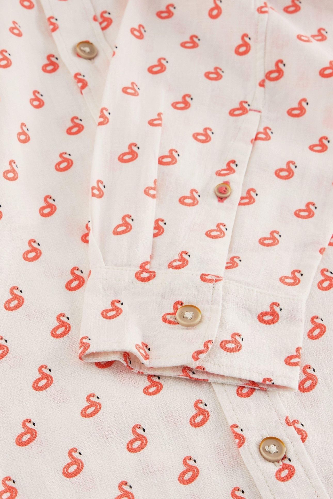 FLAMINGO PRINT LINEN SHIRT WHITE PRINT 4