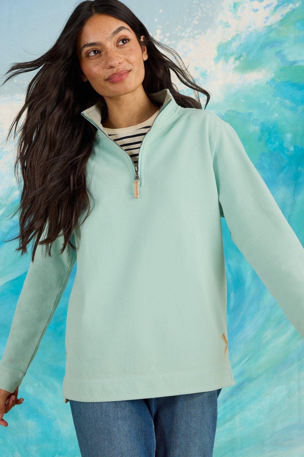 PIQUE PLAIN HALF ZIP SWEAT LIGHT BLUE 6