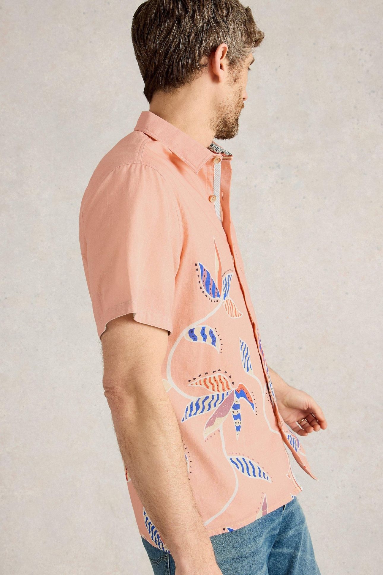 FINSBURY LEAVES PRINTED SHIRT PINK PRINT 4