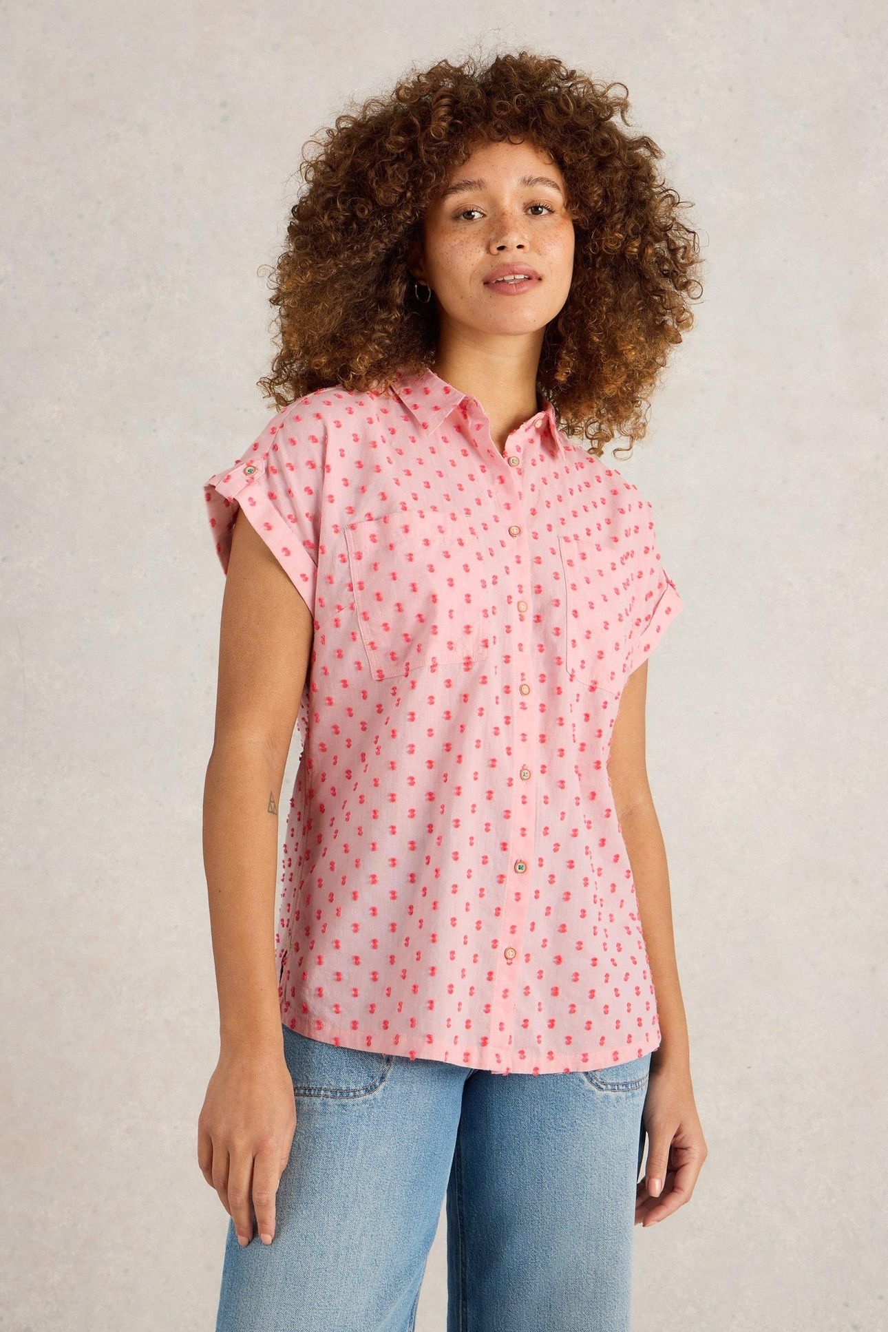 ELLIE ORGANIC COTTON SHIRT PINK MULTI 1