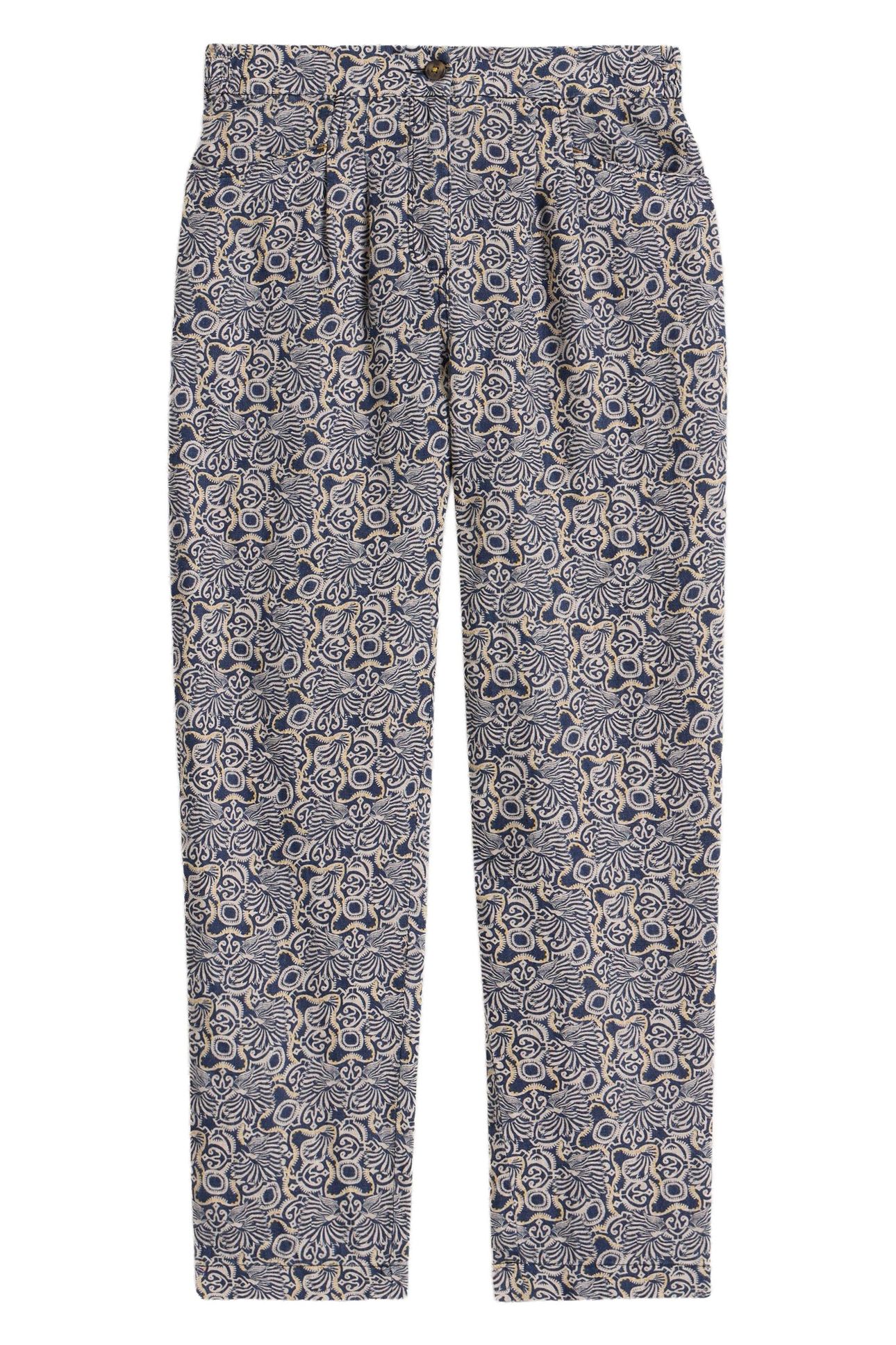 ROWENA LINEN TROUSER NAVY PRINT 4