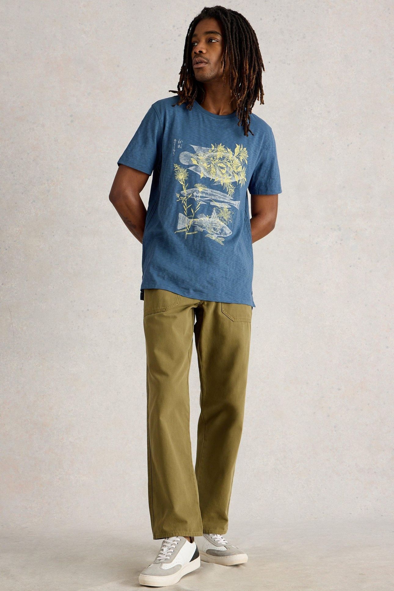 THREE FISHES GRAPHIC TEE BLUE PRINT 2