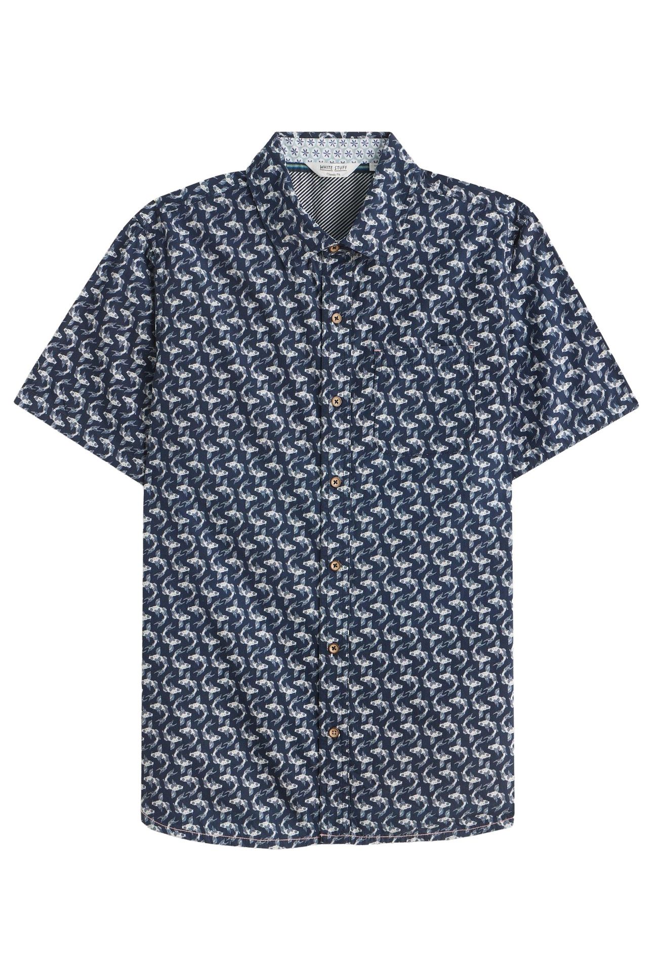 FINSBURY KOI PRINTED SHIRT NAVY PRINT 4