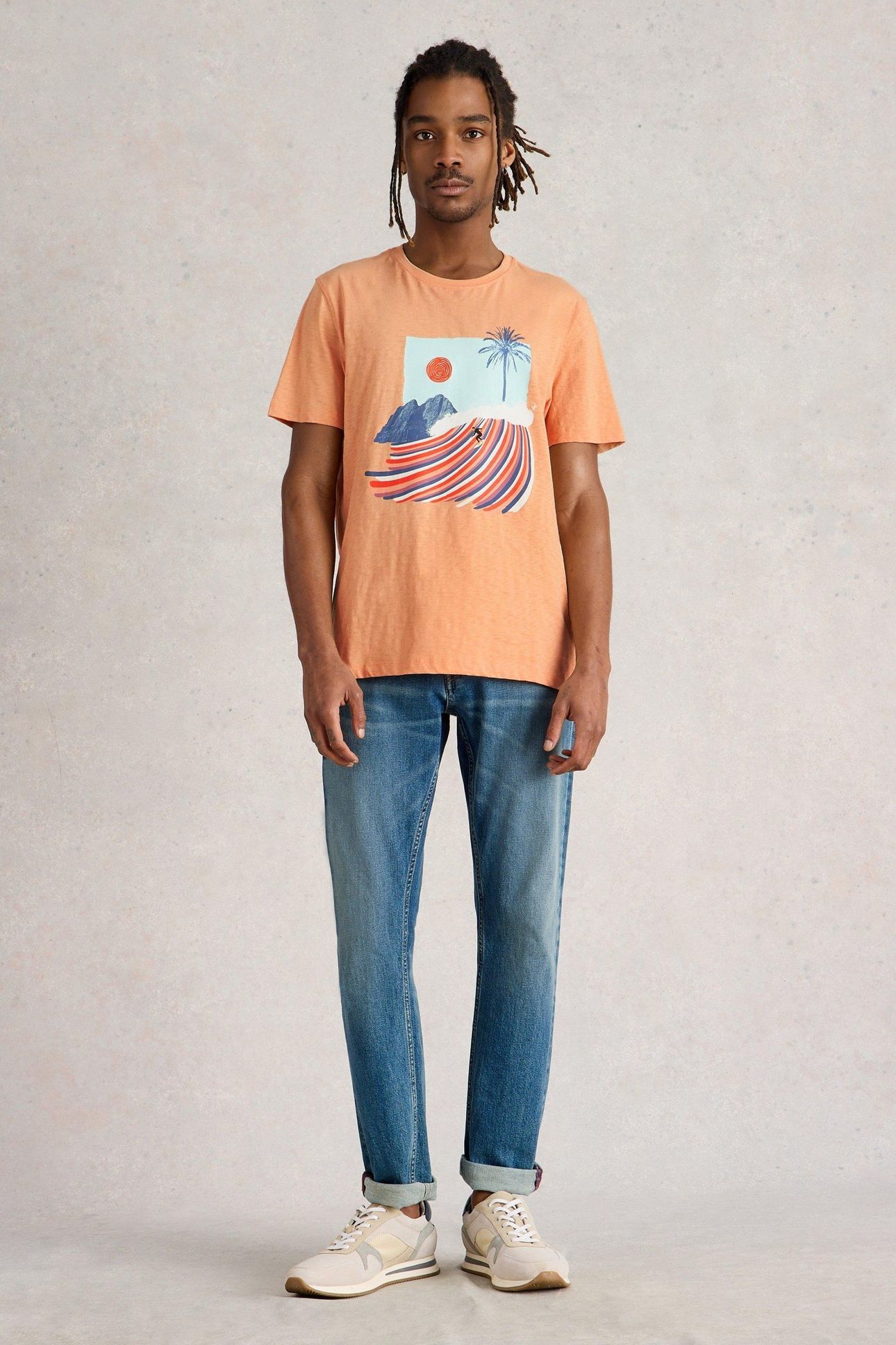 ABERSOCH SURFS UP GRAPHIC TEE PINK PRINT 3