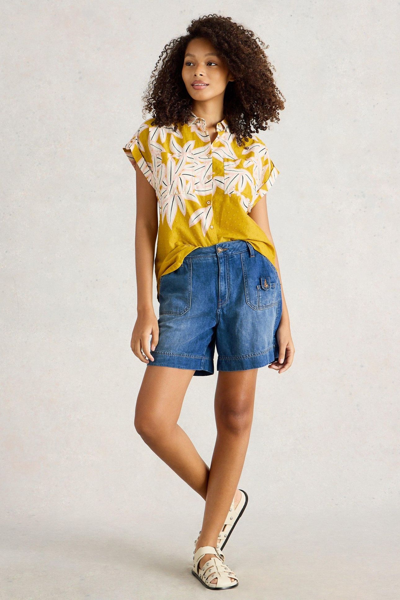 MOLLIE COMBAT DENIM SHORTS DARK DENIM 1