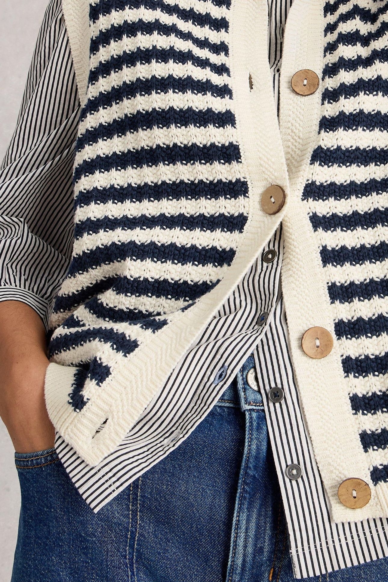 SIENNA STRIPE BUTTON TANK NAVY MULTI 6