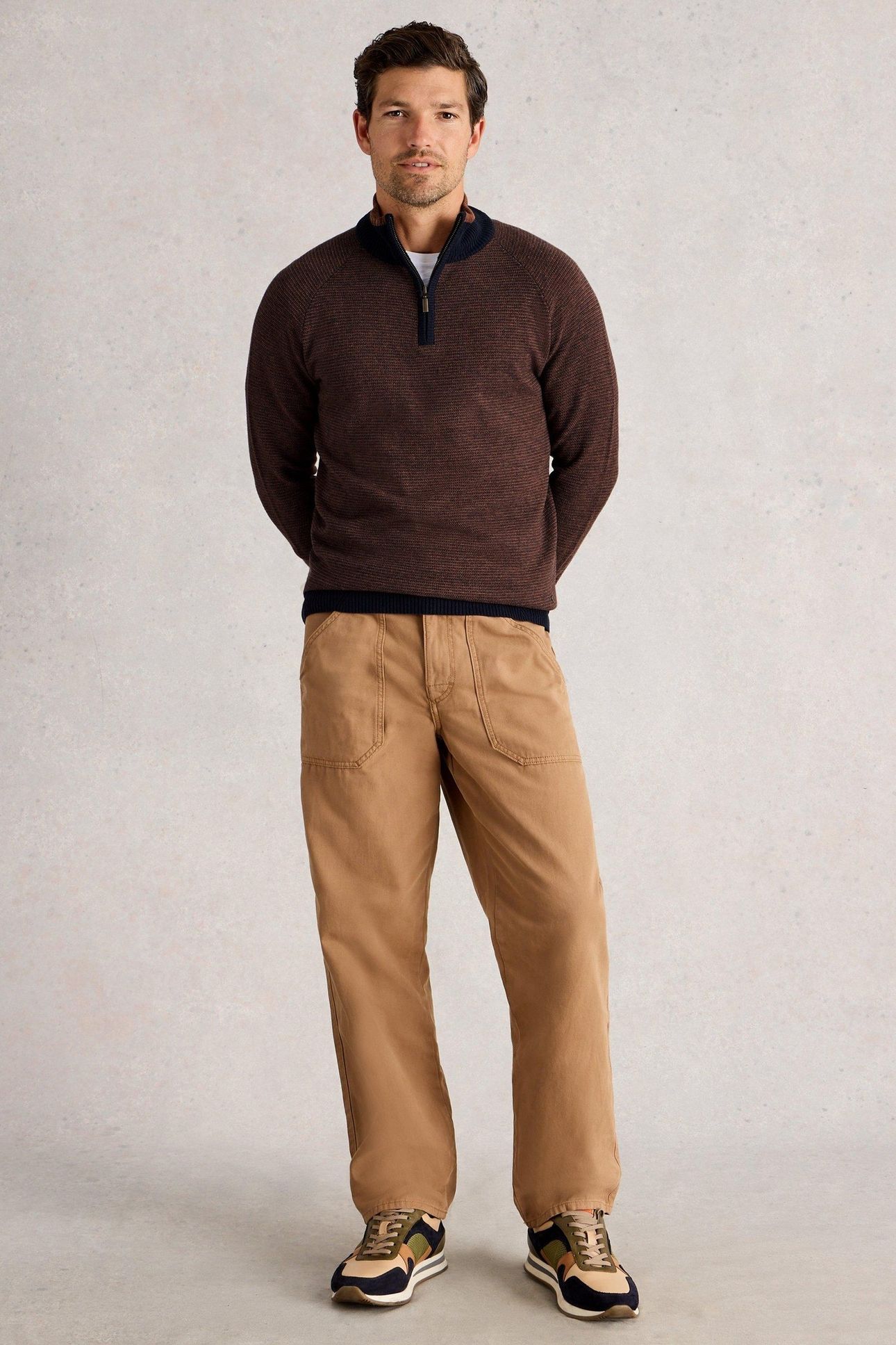 NEWPORT MERINO JACQUARD FUNNEL BROWN MULTI 1