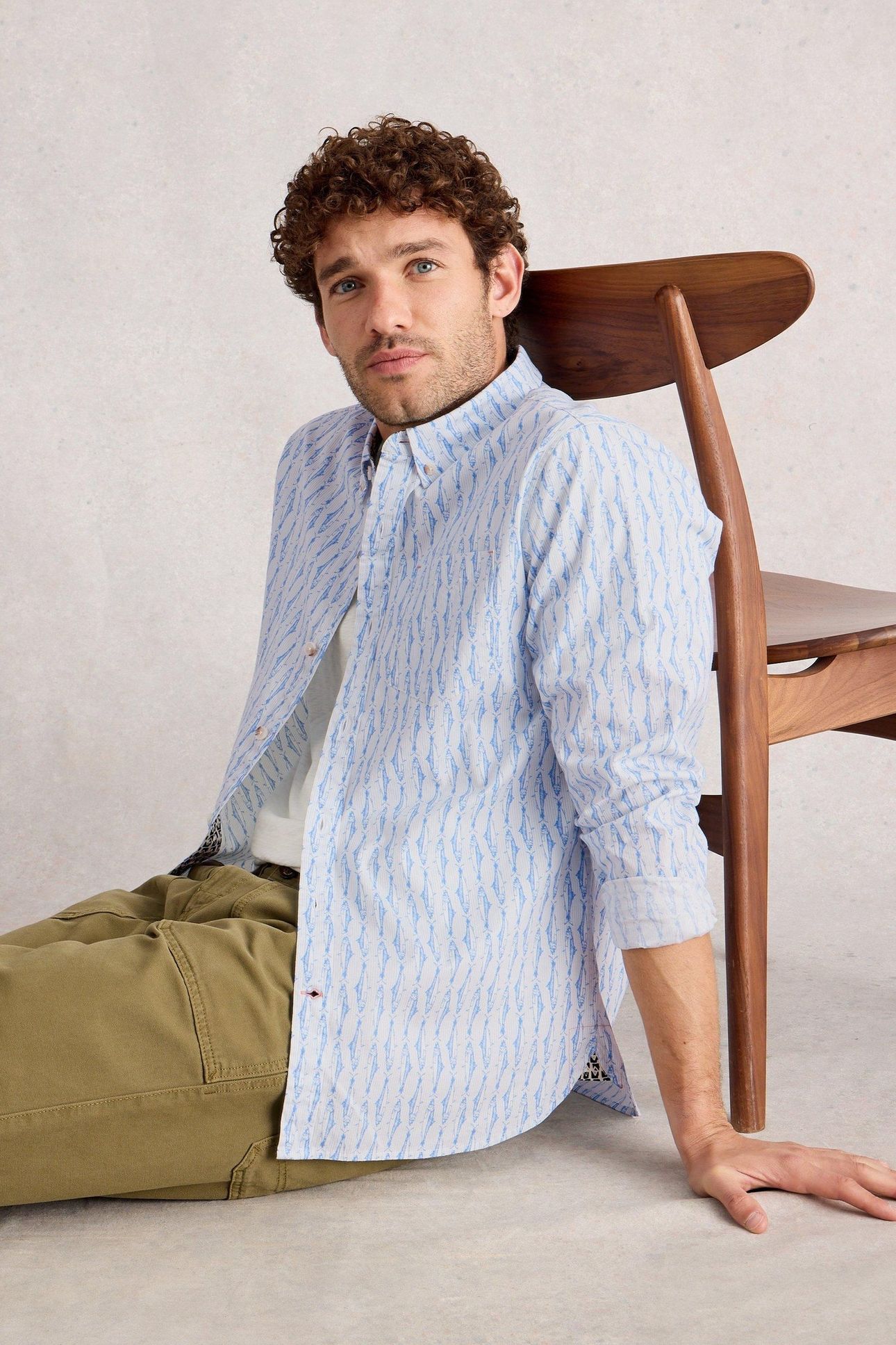 SALCOMBE FISH STRIPE SHIRT BLUE PRINT 6