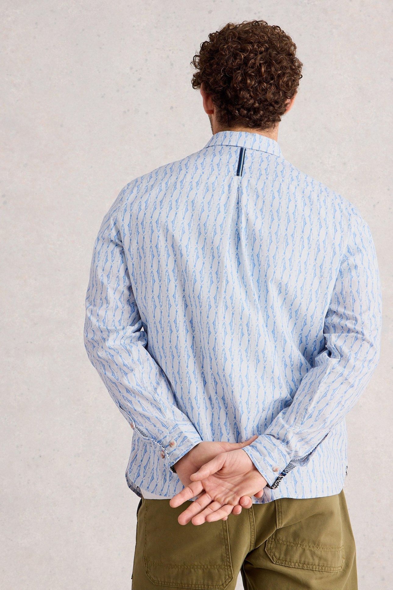 SALCOMBE FISH STRIPE SHIRT BLUE PRINT 2