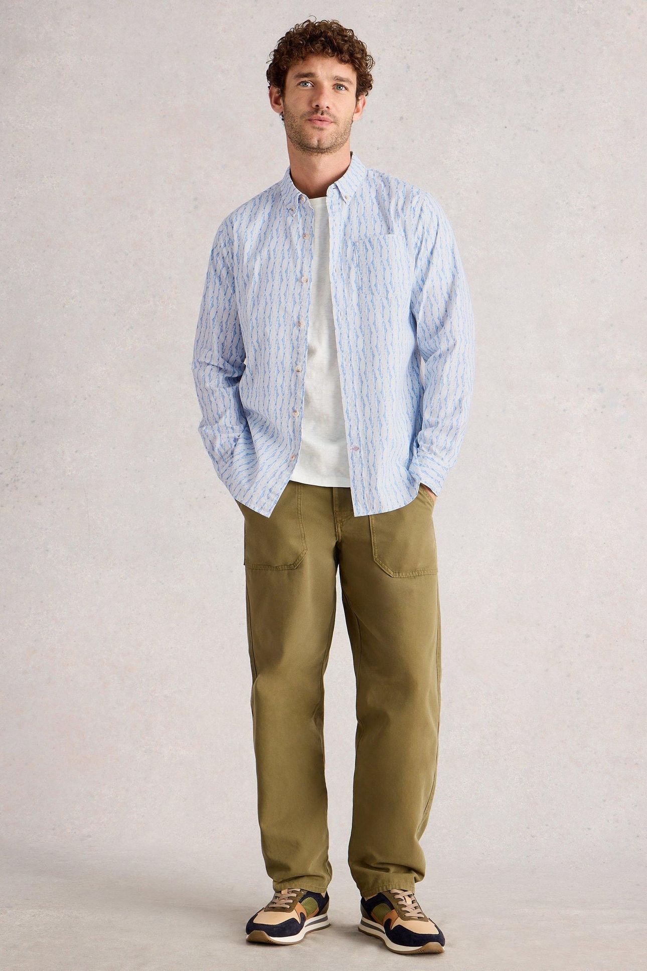 SALCOMBE FISH STRIPE SHIRT BLUE PRINT 1