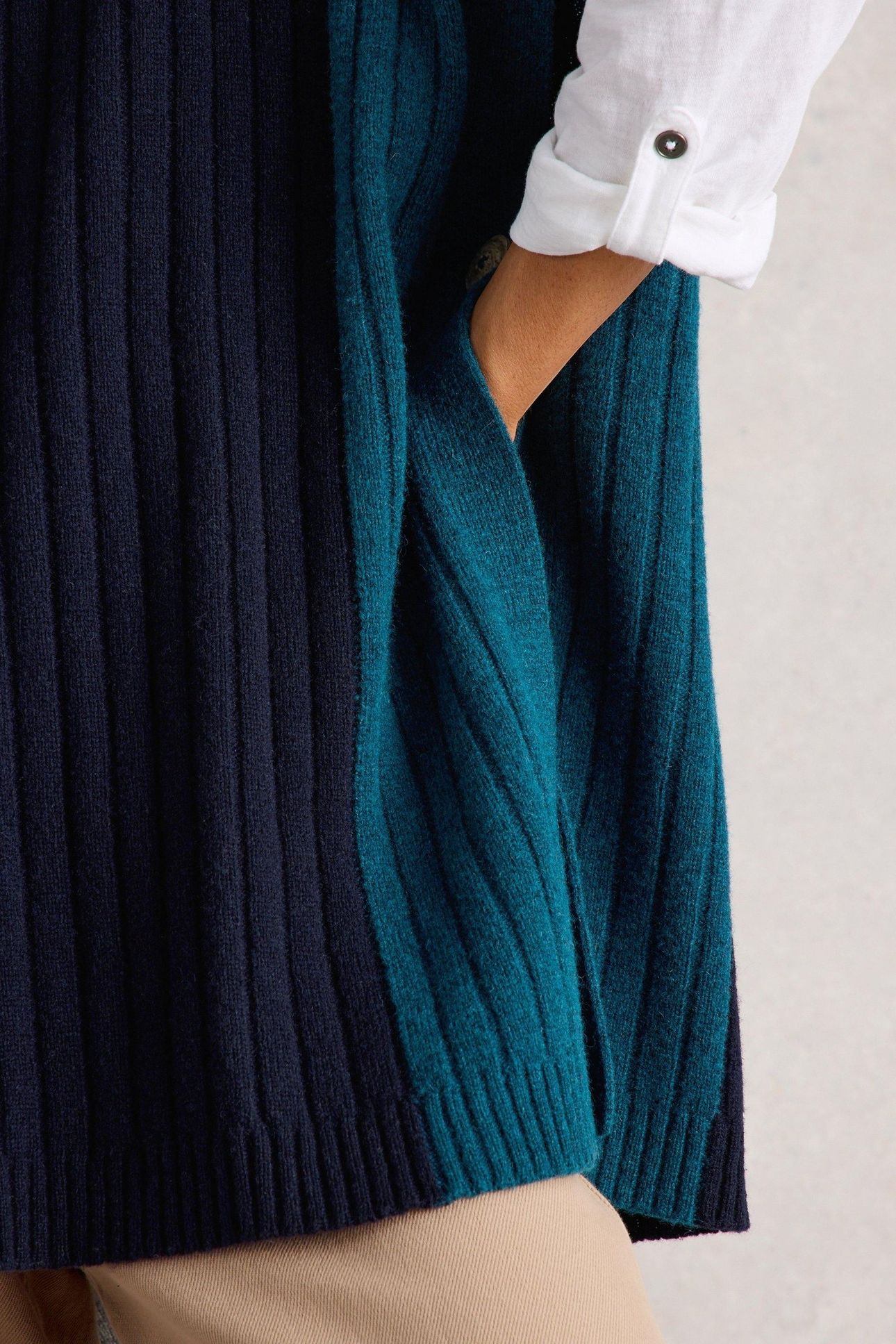 AVA KNITTED PONCHO NAVY MULTI 5