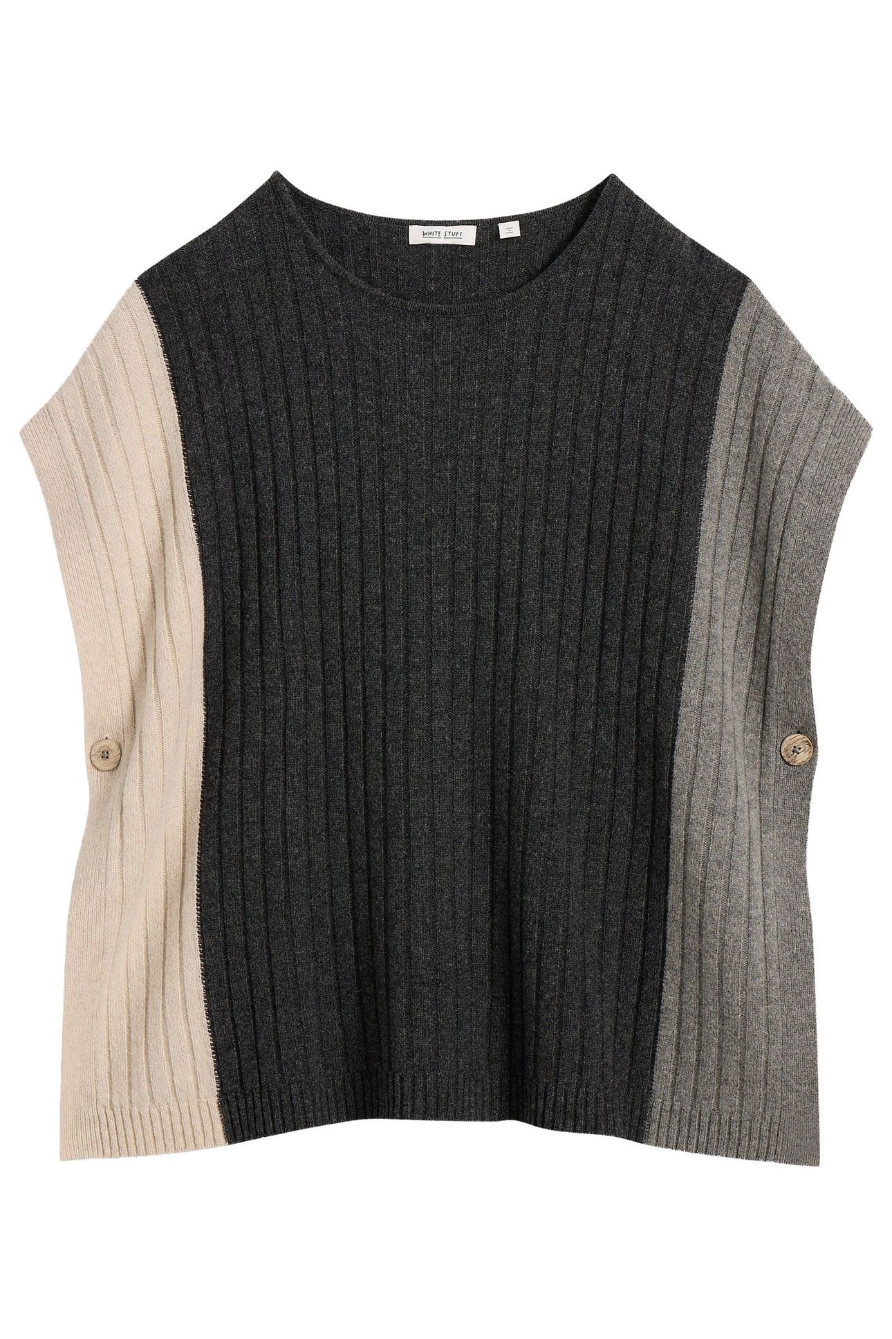 AVA KNITTED PONCHO GREY MULTI 4