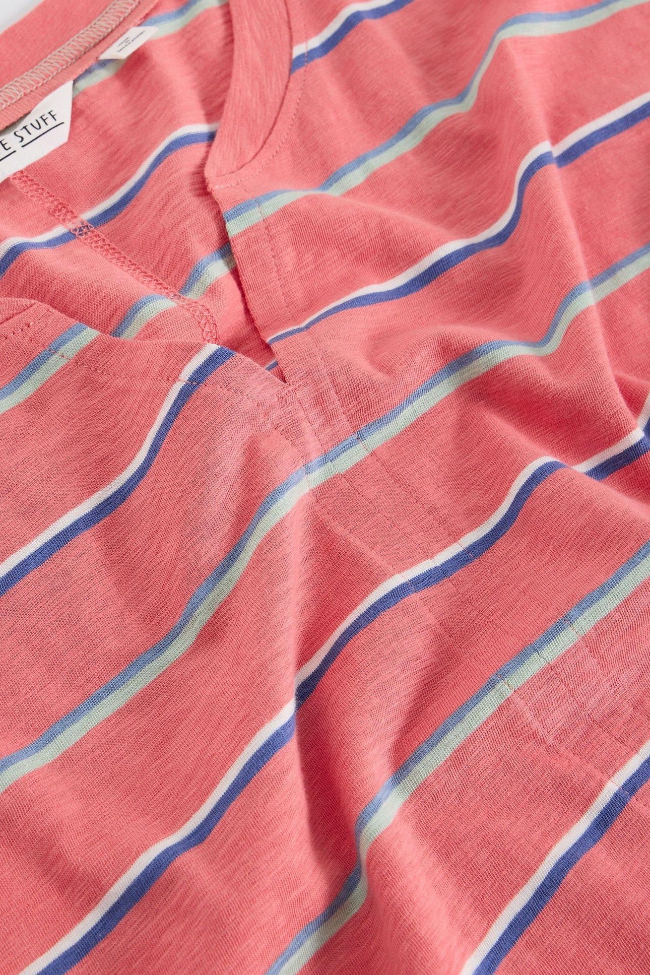 NELLY NOTCH STRIPE NECK TEE CORAL MULTI 4