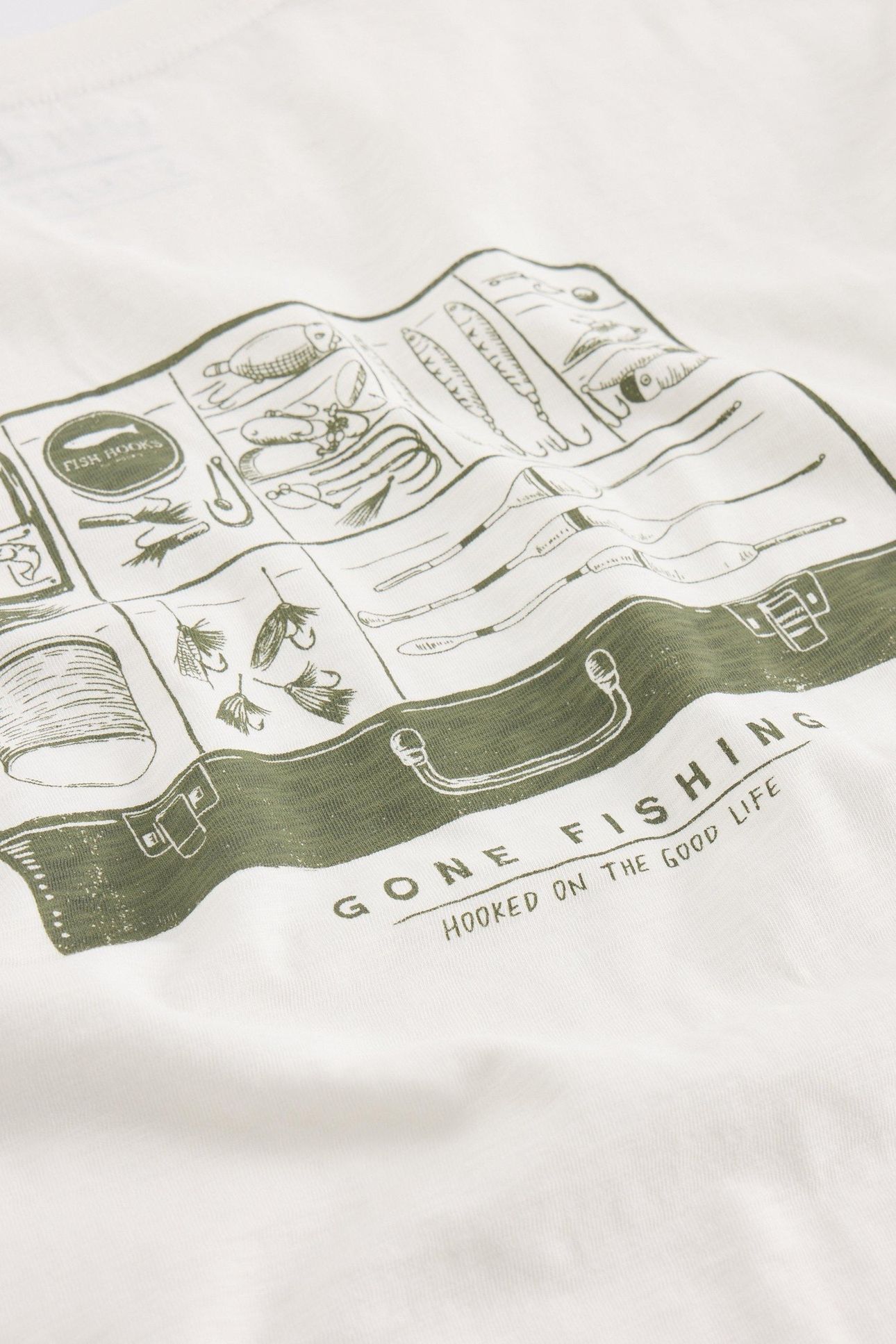 ABERSOCH GRAPHIC GONE FISHING WHITE PRINT 5